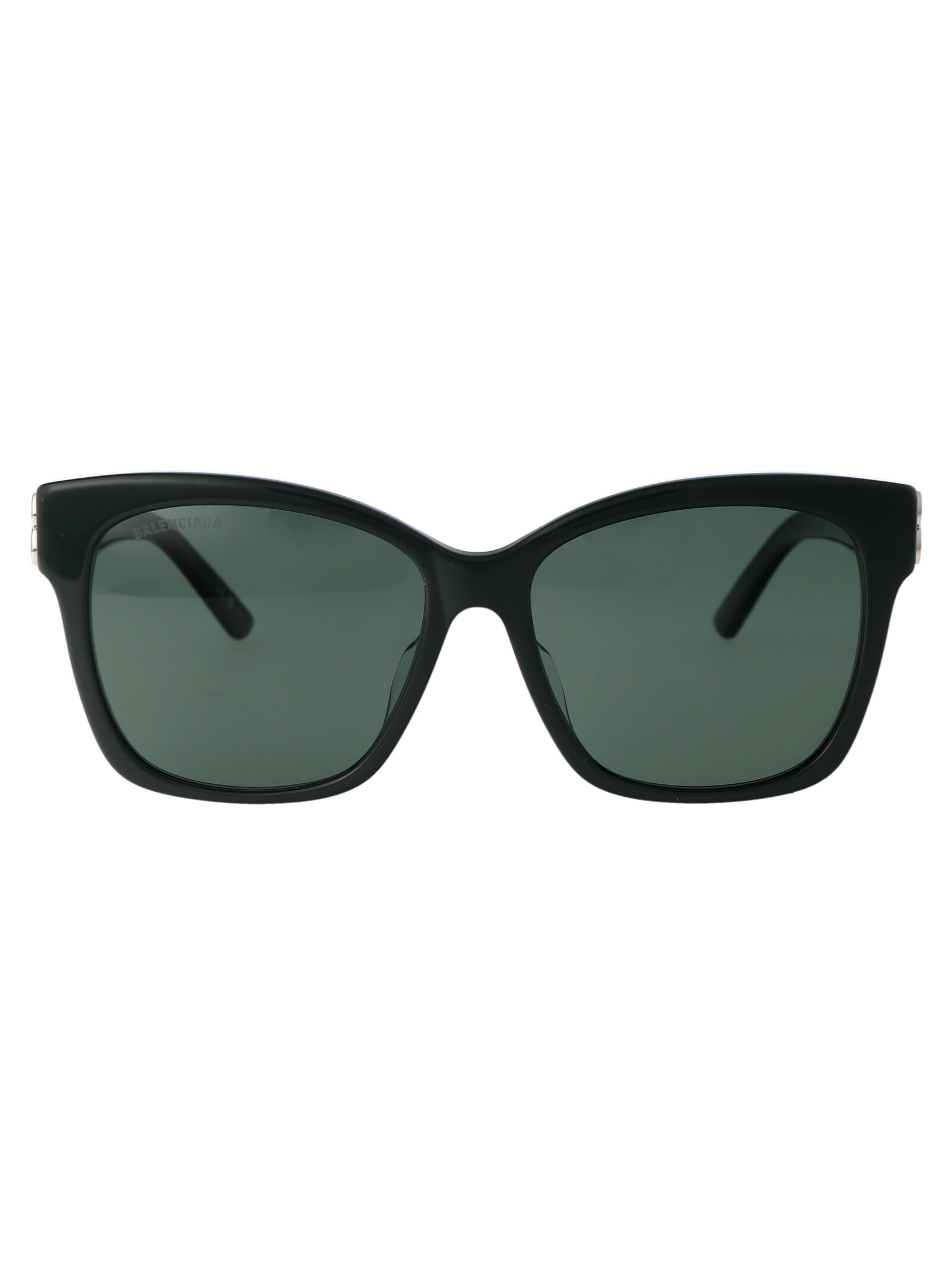 Shop Balenciaga Bb0102sa Sunglasses In 014 Green Silver Green