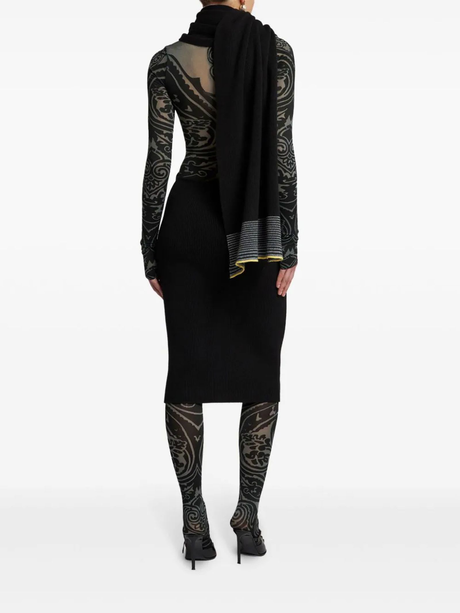 Shop Etro Rib-knit Midi Dress In Black