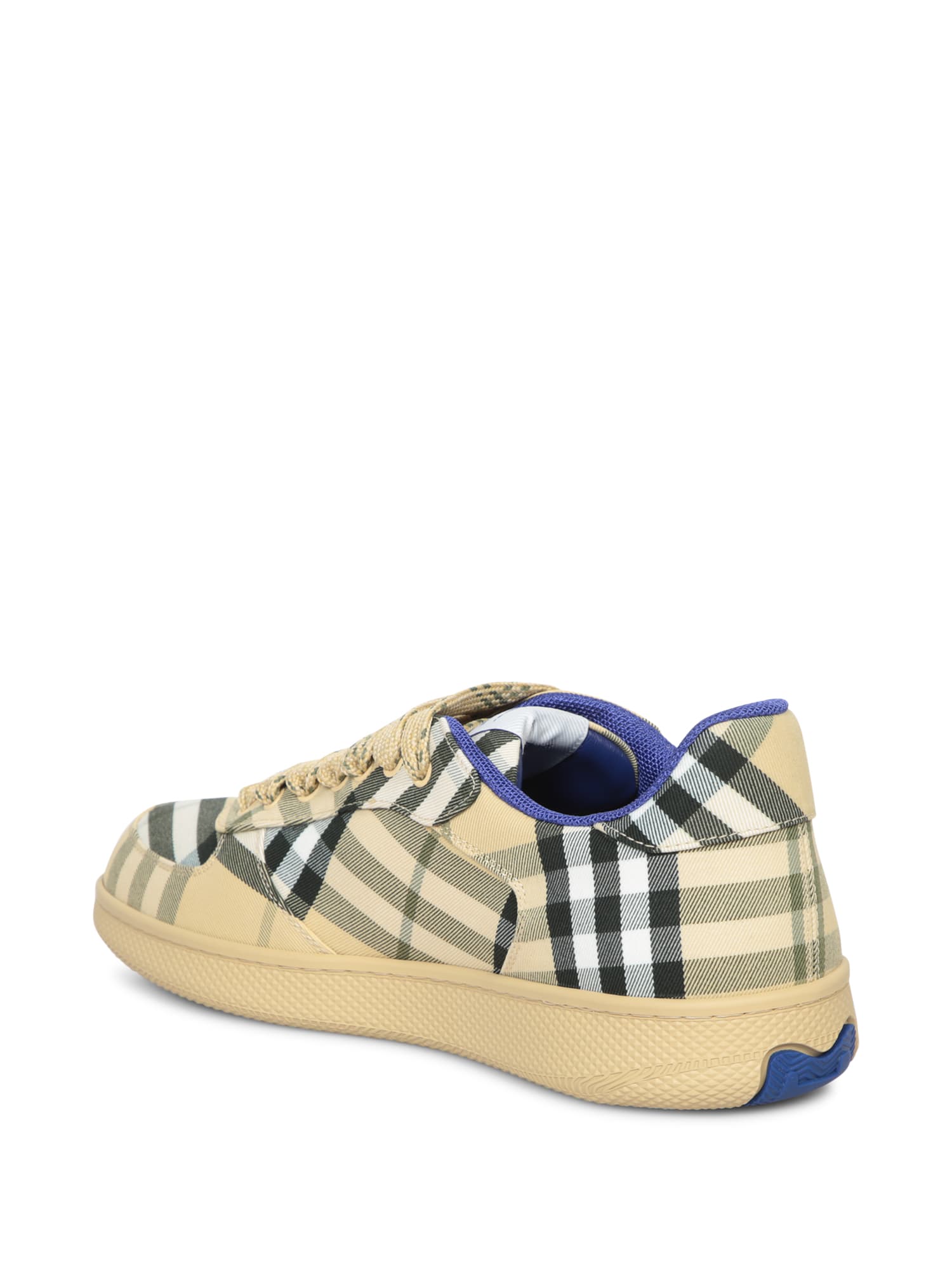 Shop Burberry Seasonal Check Beige Sneakers