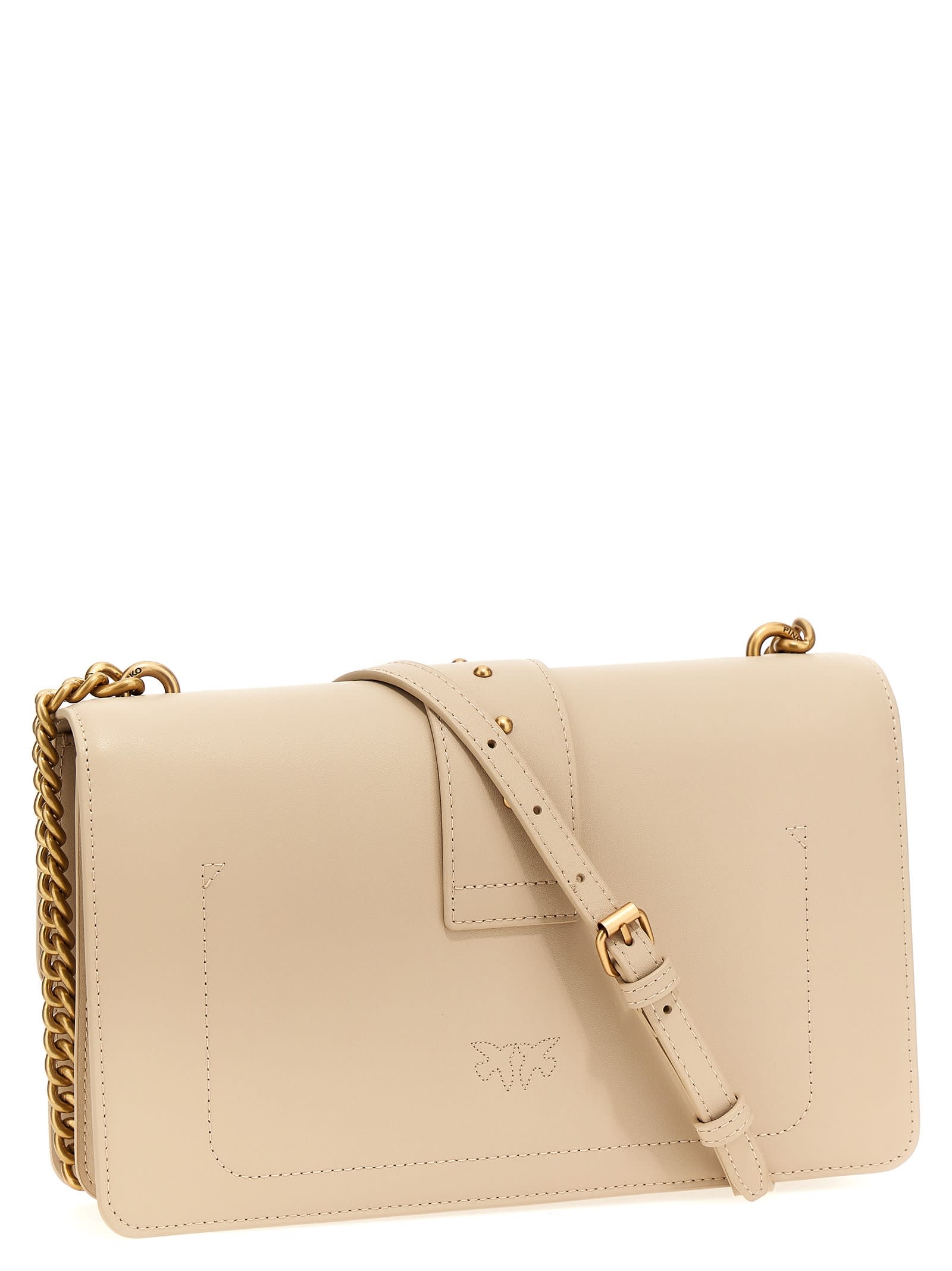 Shop Pinko Classic Love Bag One Simply Crossbody Bag In Beige