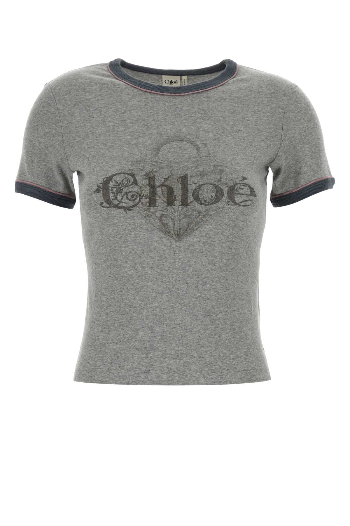 Chloé Baby Fit Logo T-shirt In Cotton Jersey In Gray