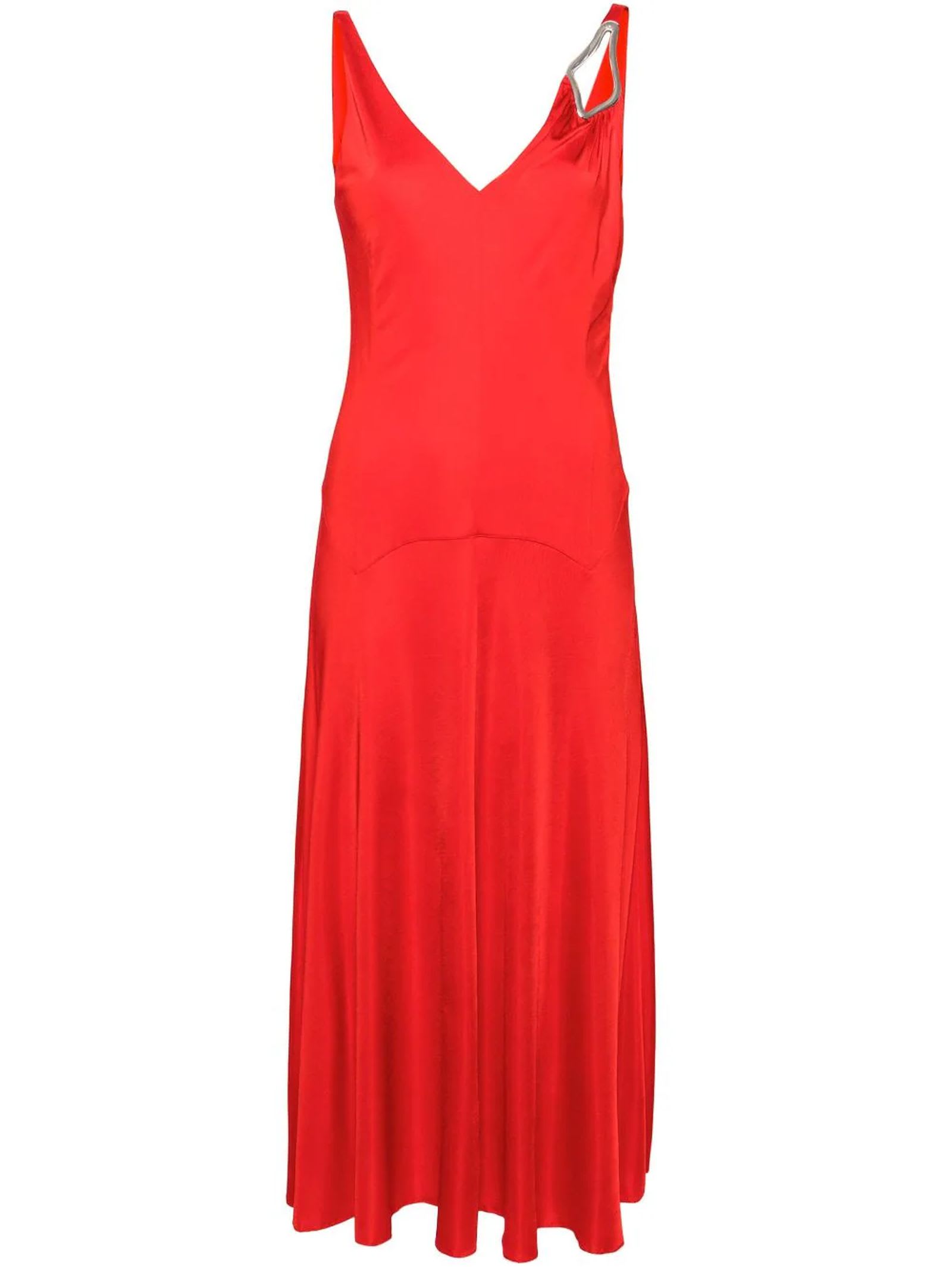 Shop Lanvin Sleeveless A-line Midi Dress In Viscose In Red