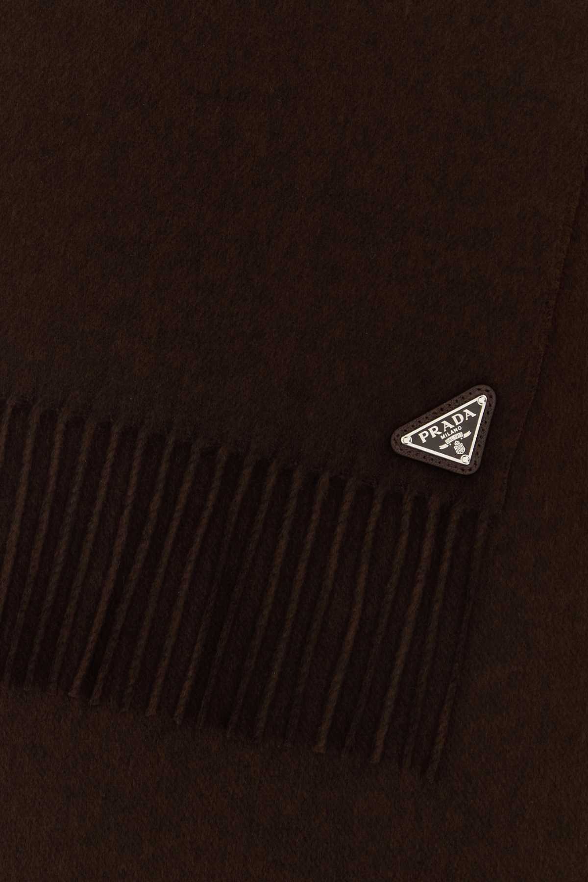 Prada Chocolate Silk Blend Scarf In Brown
