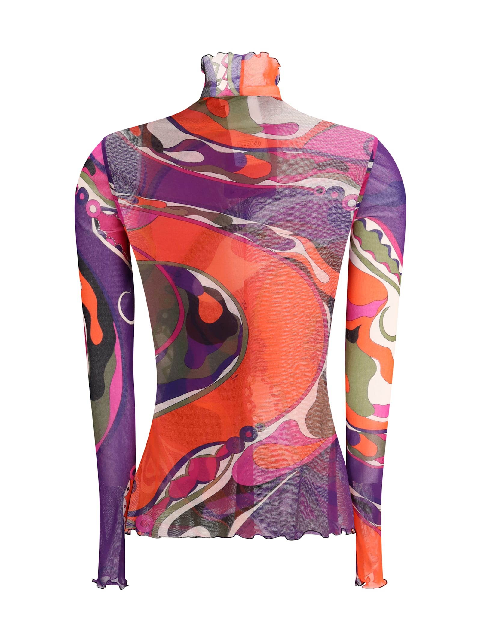 Pucci Tulle Top With Geometric Print In Multi