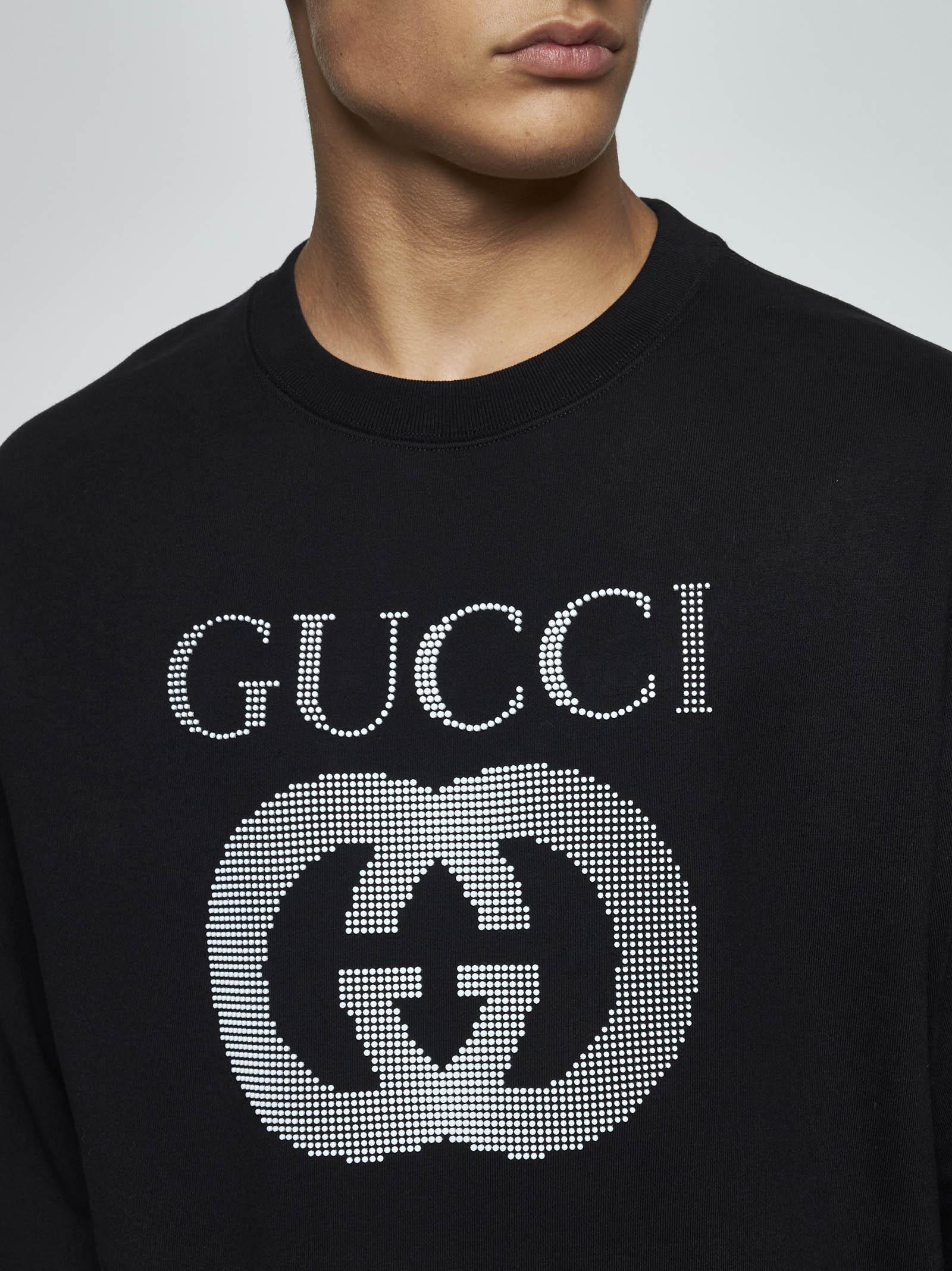 Shop Gucci Logo Cotton Sweatshirt In Black