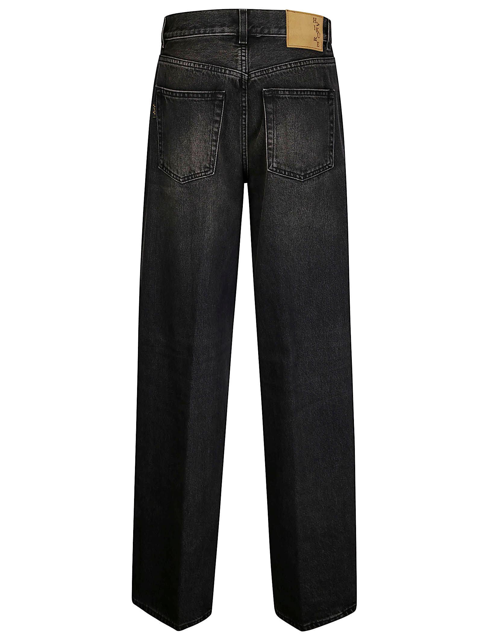 Haikure High-waisted Wide-leg Jeans With Vintage Faded Finish In Black