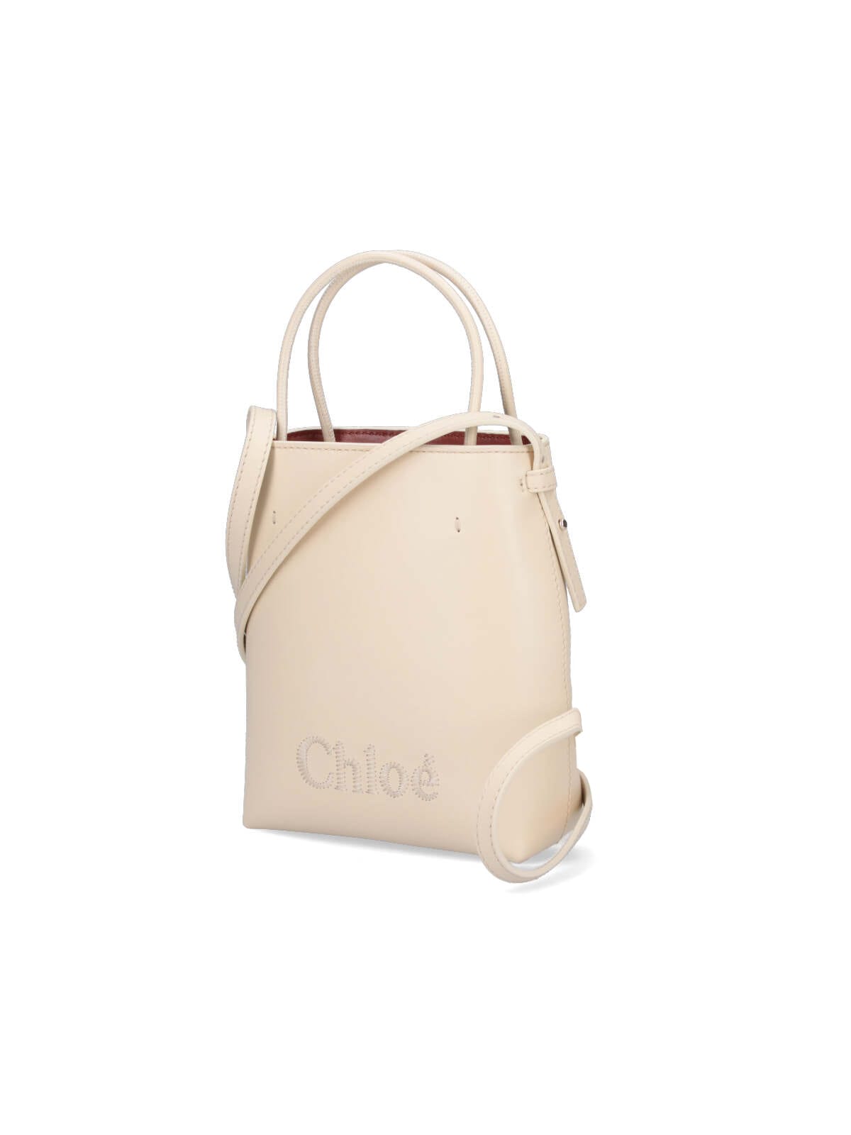 Shop Chloé Micro Bag Sense In Crema