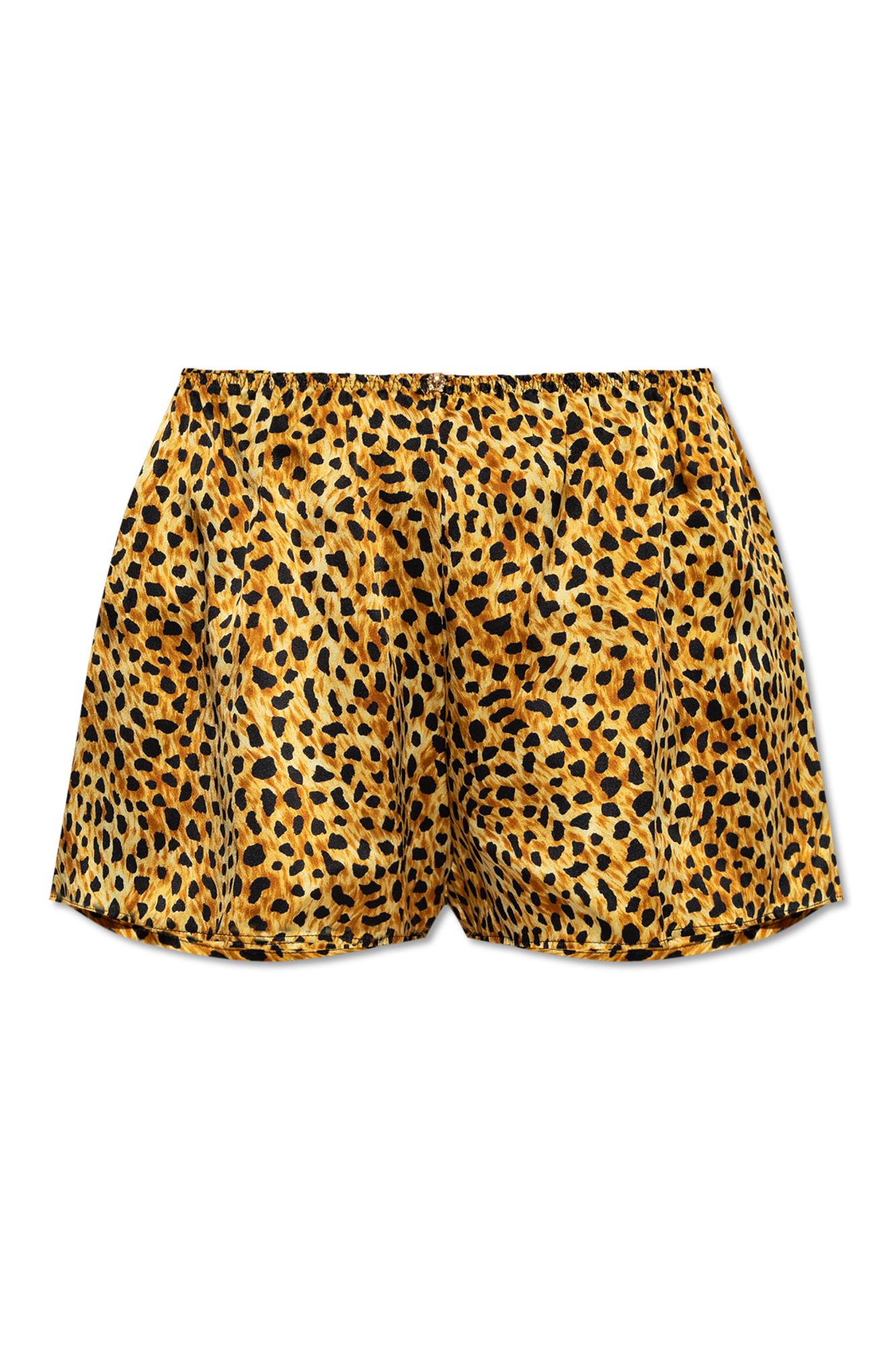 Versace Silk Shorts With Animal Motif In Multi