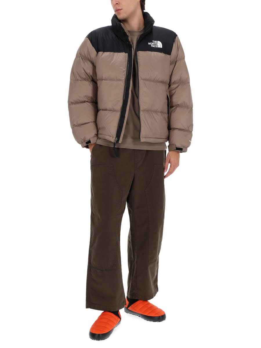 The North Face Beige And Black Short Down Jacket With Logo  In Brown