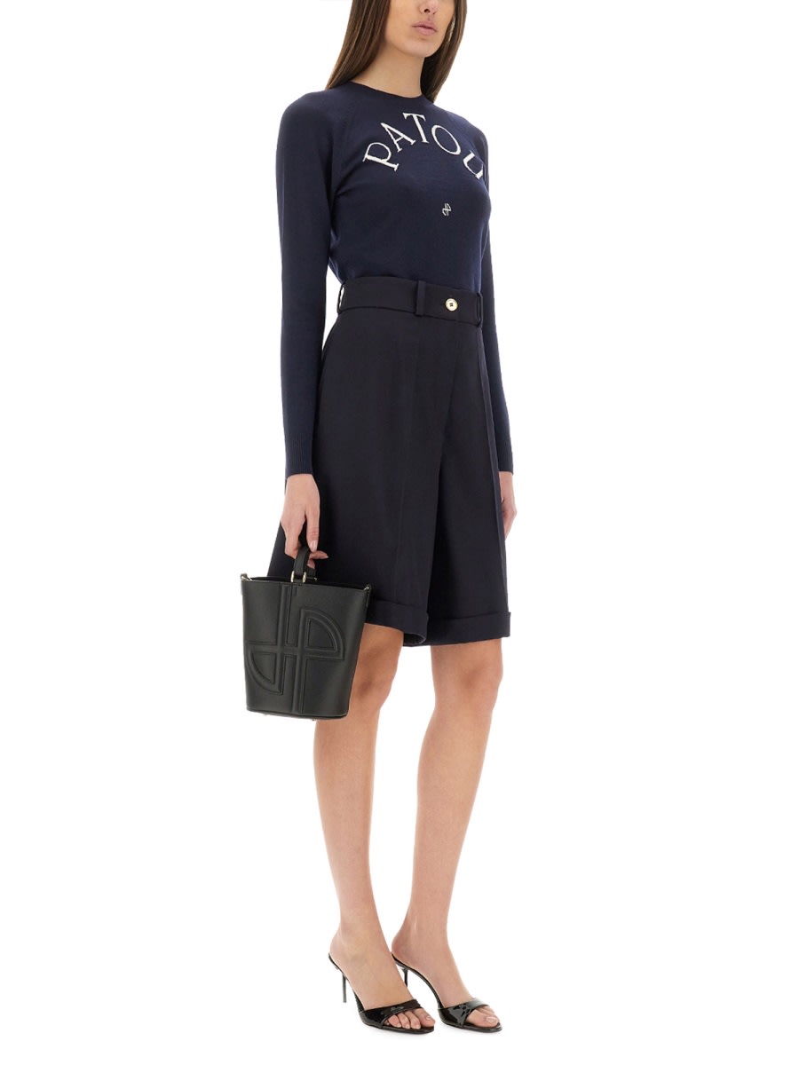 Shop Patou Jersey With Logo In Blue