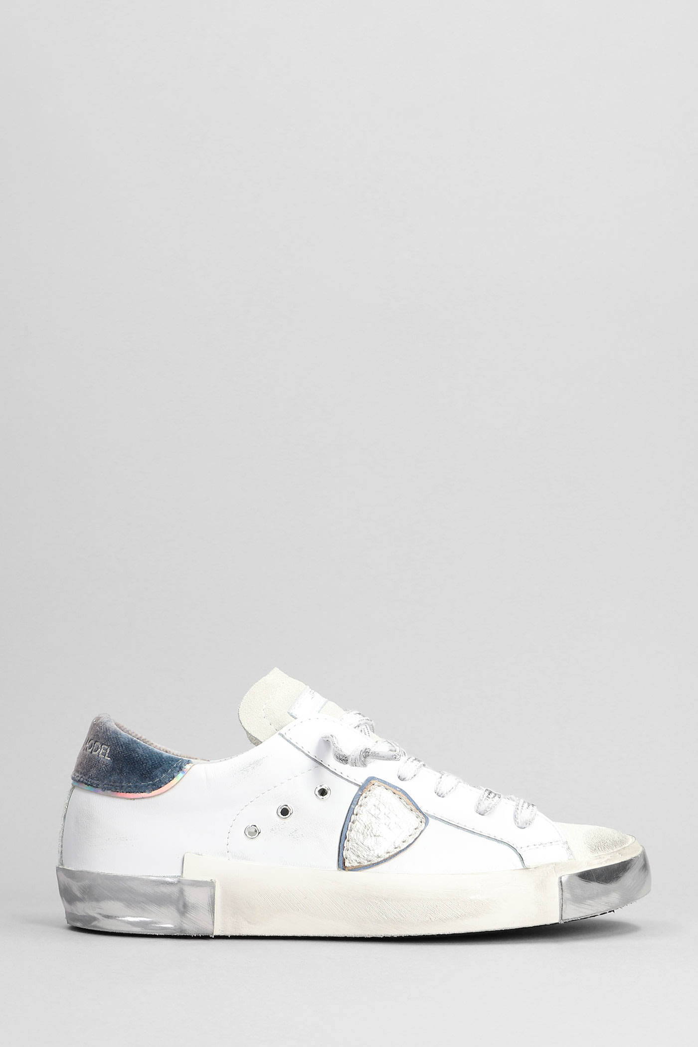 Philippe Model Prsx Sneakers In White Suede And Leather