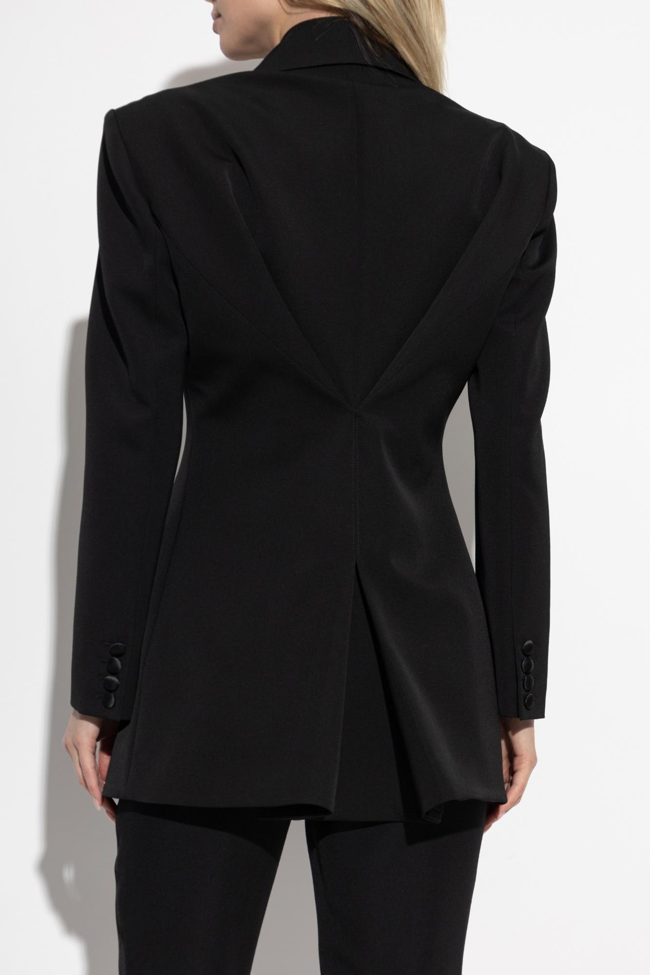 Givenchy Double-breasted Silk-blend Satin-trimmed Wool-twill Blazer In Black