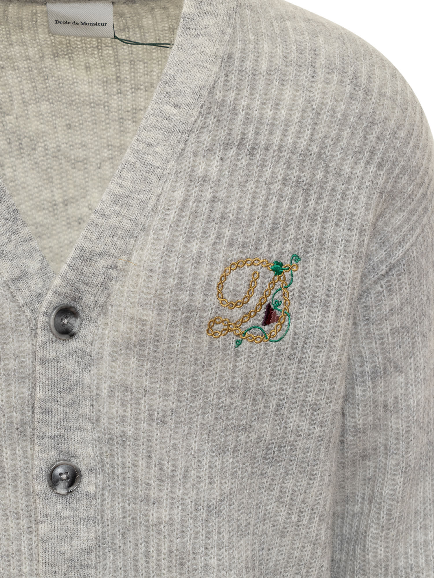 Shop Drôle De Monsieur Cardigan With Logo In Grey