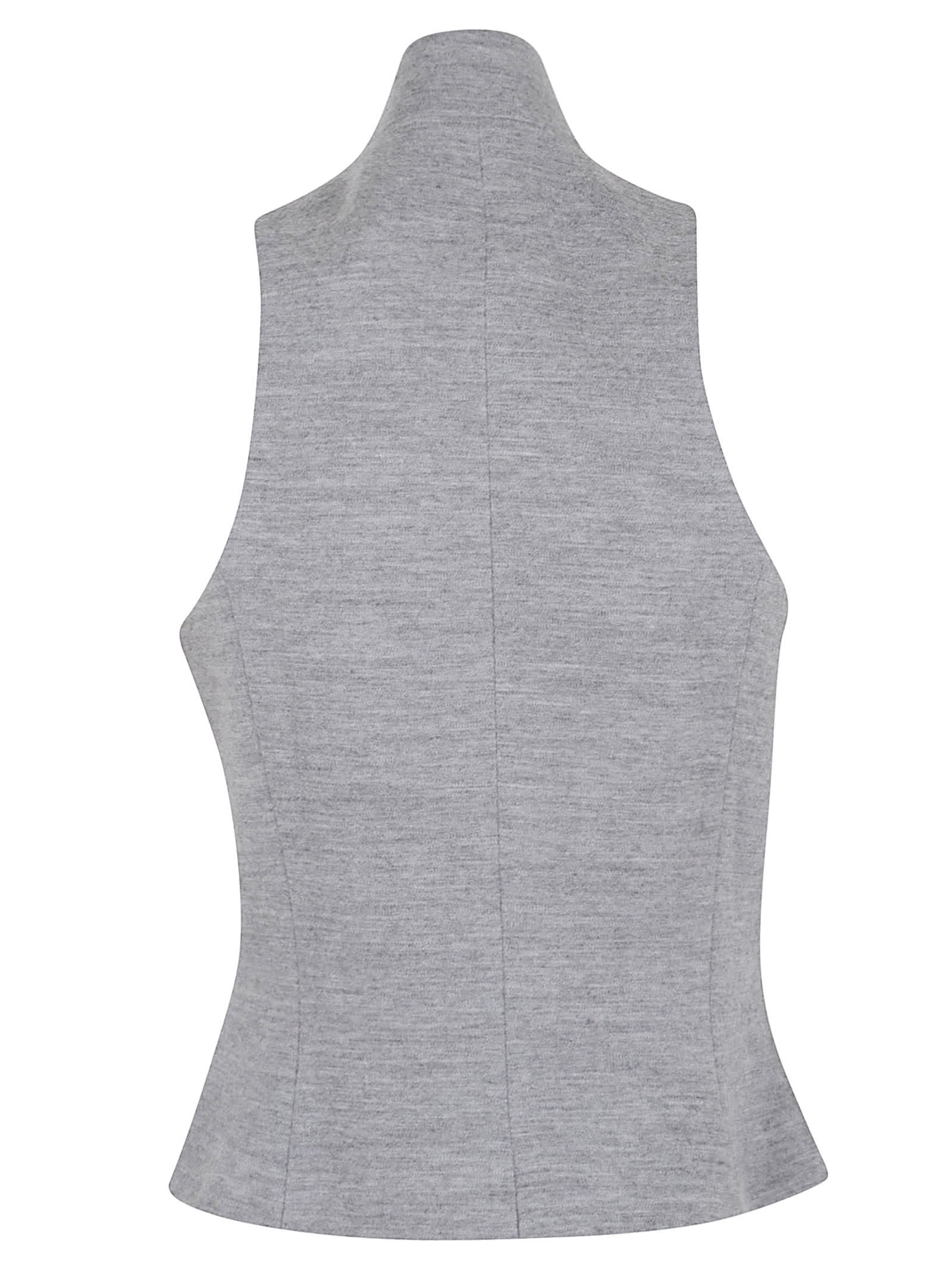 Balmain Sleeveless Cotton Knit Top In Gray