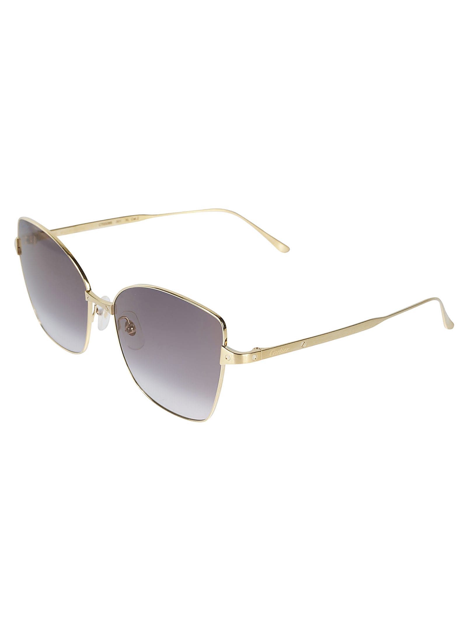 Shop Cartier Cat Eye Square Sunglasses In Gold/grey