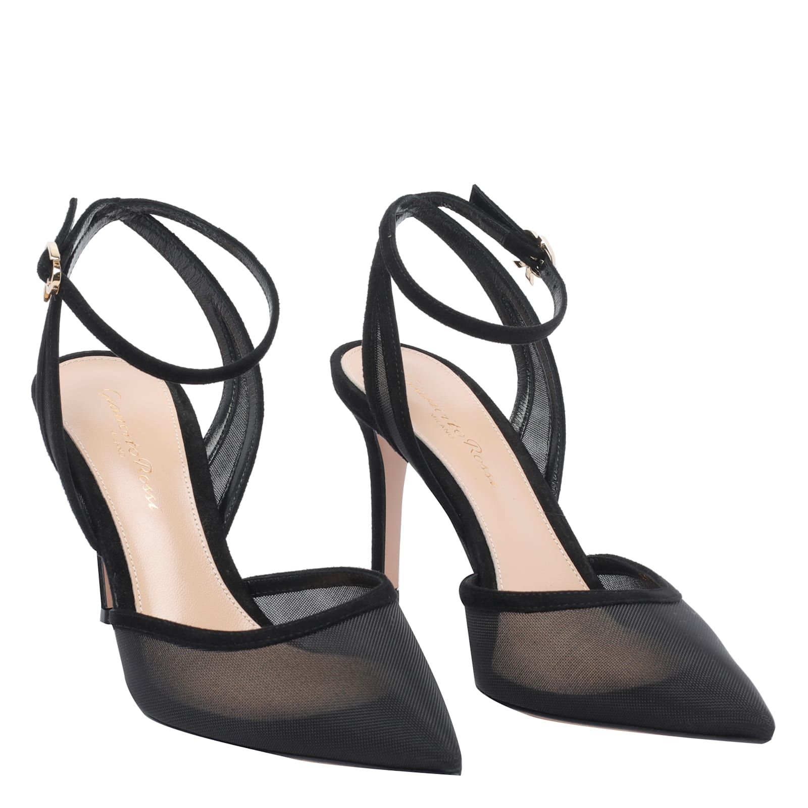 Gianvito Rossi Pointed Toe Stiletto Pumps With Ankle Strap In Black