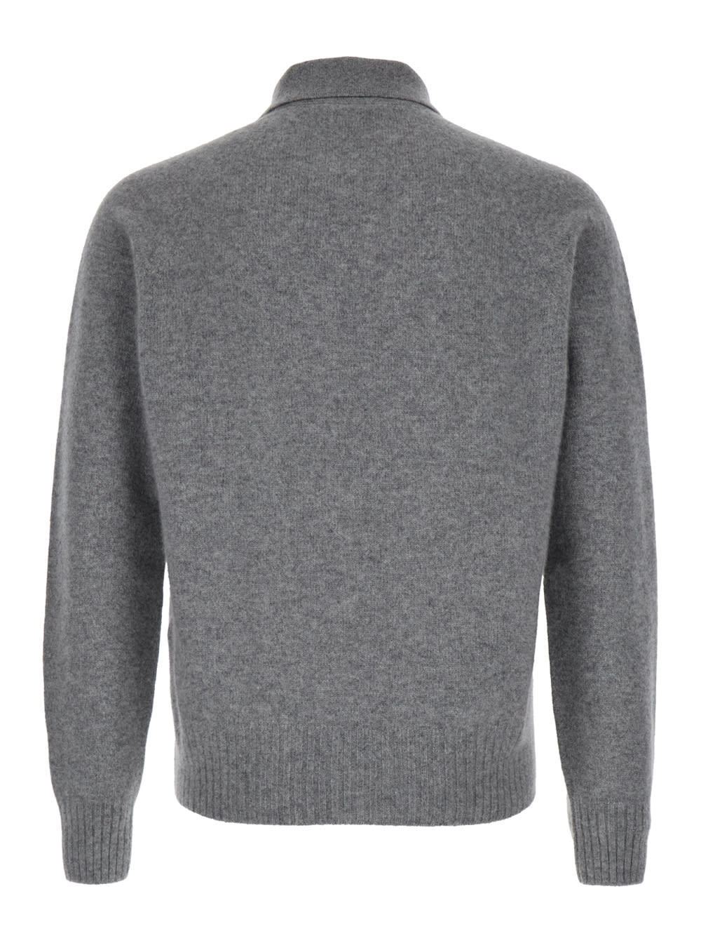 Shop Tom Ford Grey Long Sleeve Polo Shirt With Tonal Embroidery In Cashmere Man