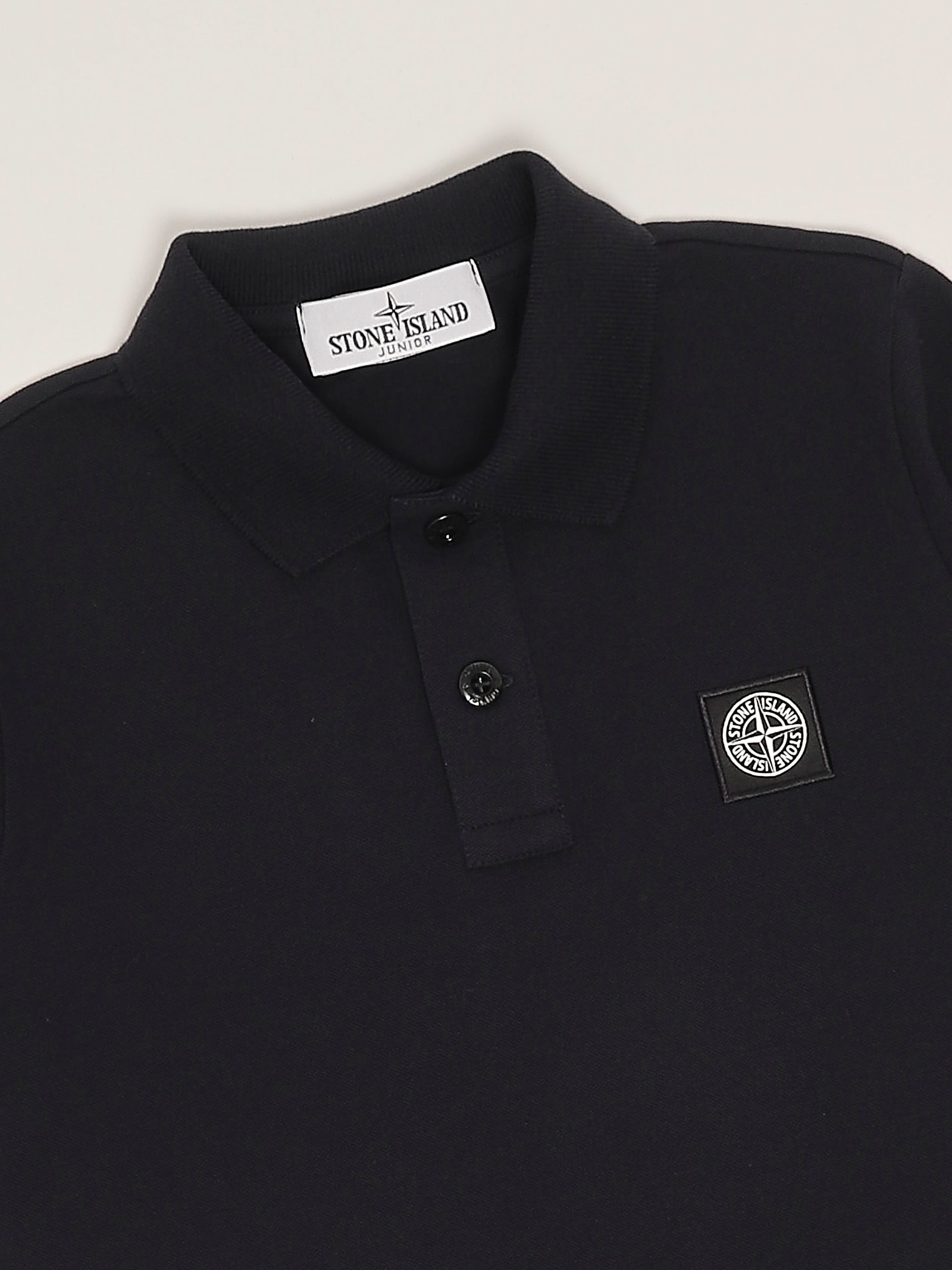 Stone Island Compass-patch Piqué Polo Shirt In Blu
