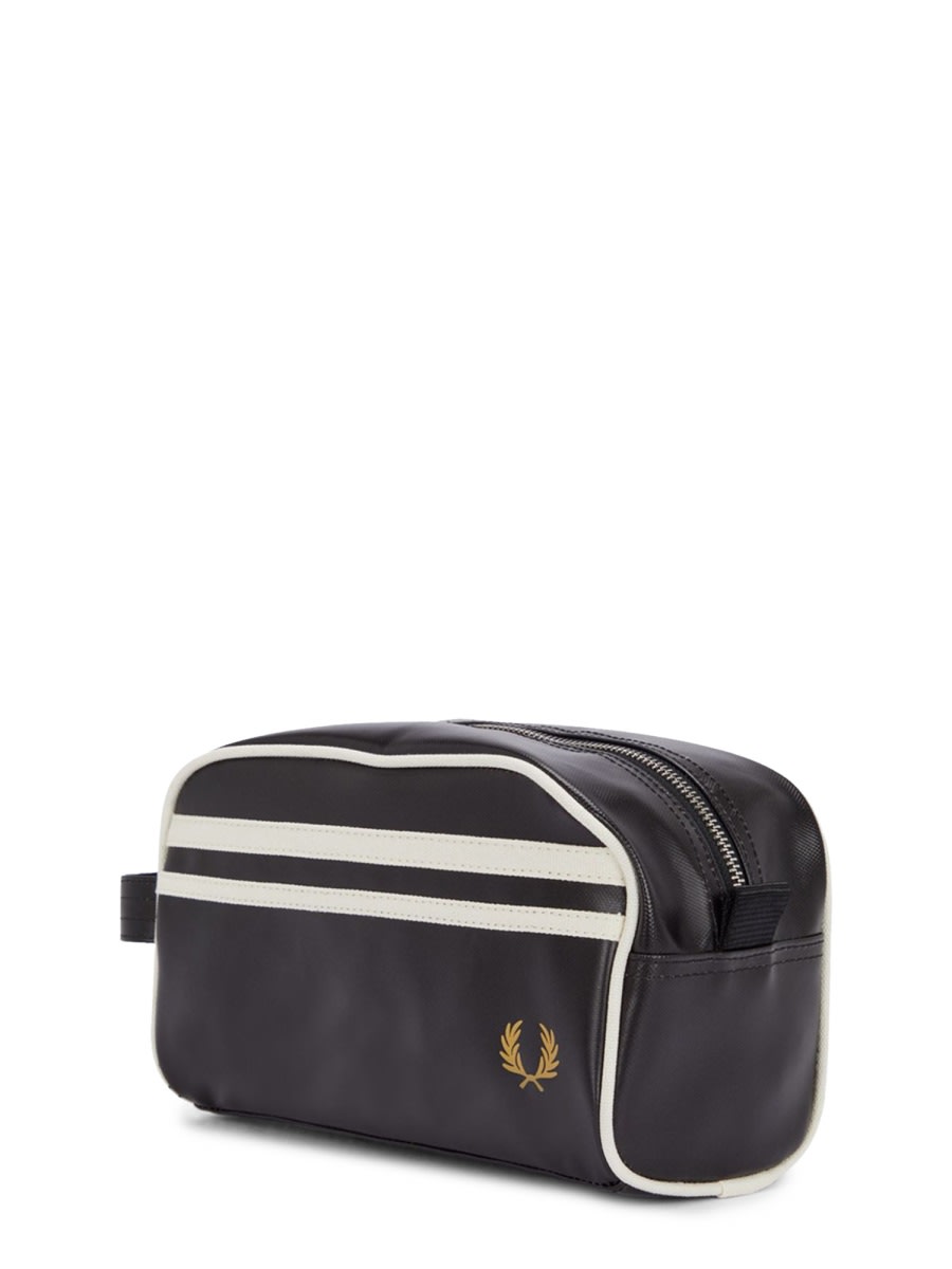 Fred Perry Coated Polyester Wash Bag Navy In Black