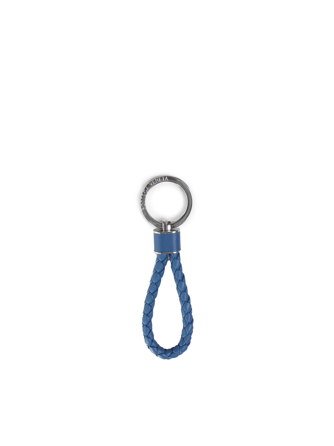 Bottega Veneta Nappa Key Ring With Intreccio Motif In Blue