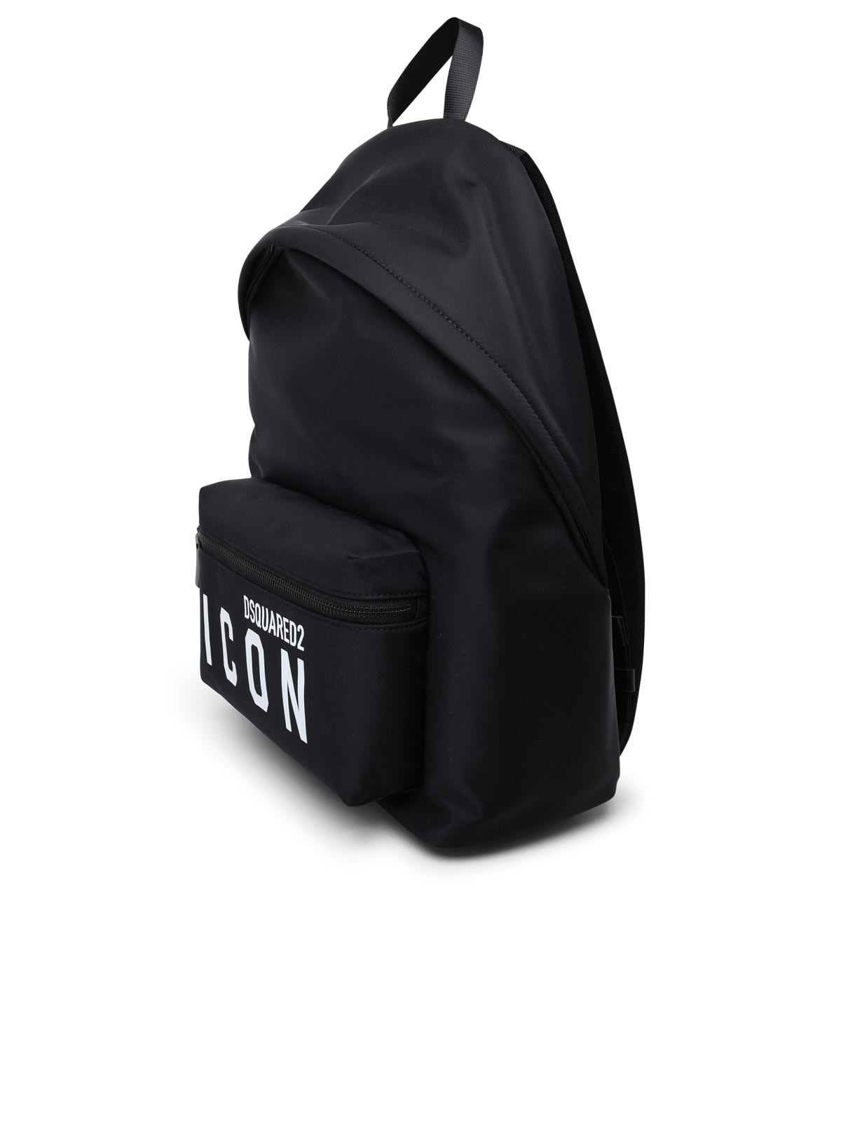 Shop Dsquared2 Be Icon Black Fabric Backpack In Nero/bianco