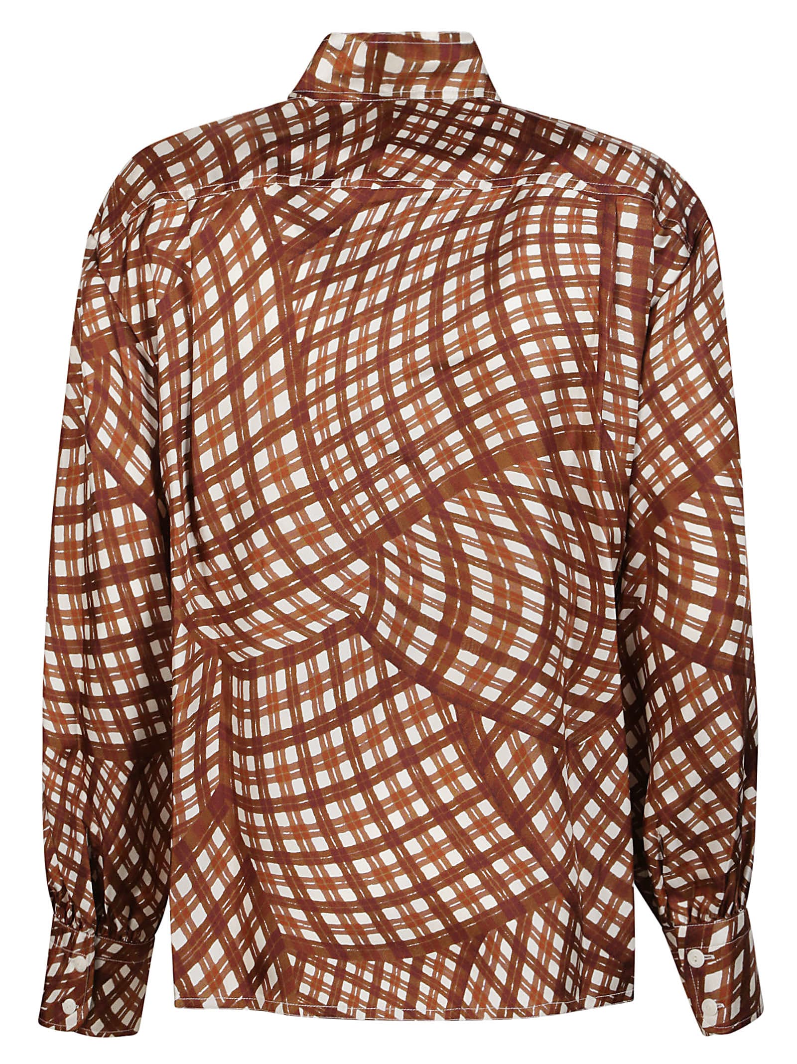 Shop Tory Burch Bow Printed Blouse In Brown