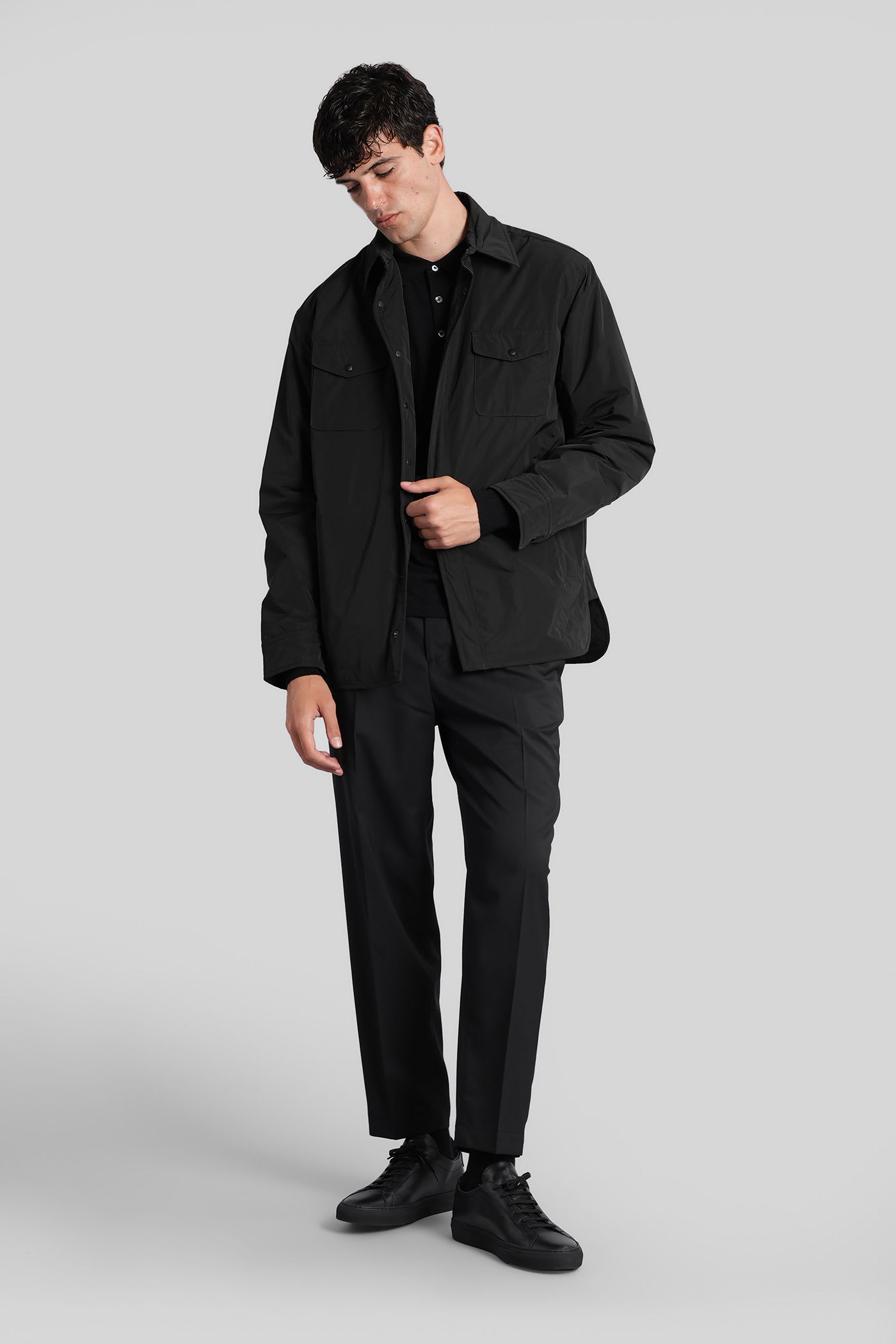 Aspesi M197 Polo In Black Wool In Black