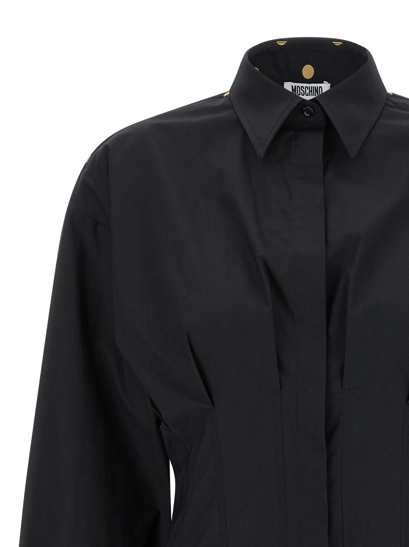 Moschino Dotted Shirt With Collar And Long Sleeves In Black
