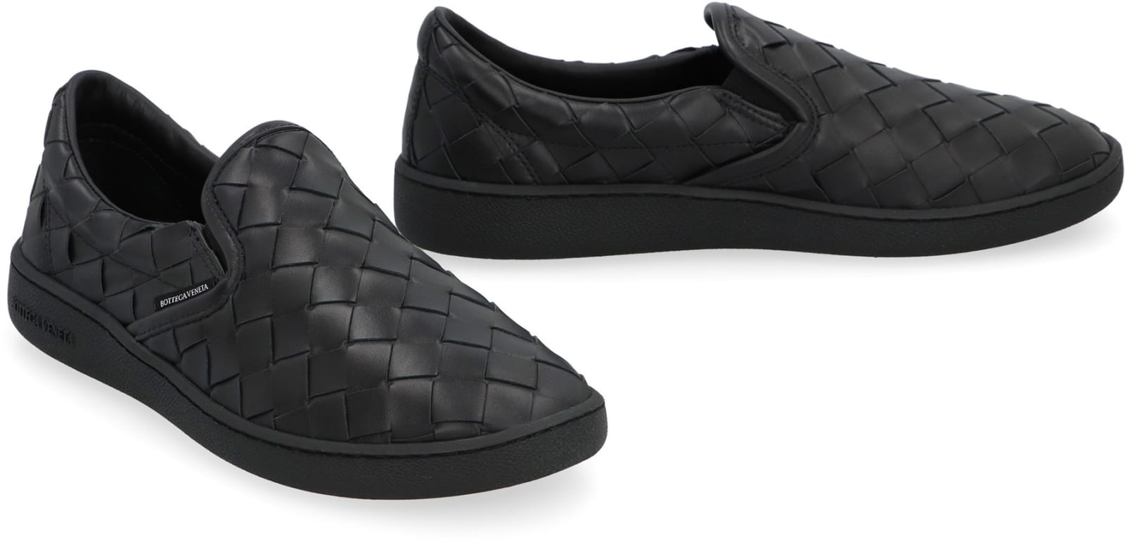 Shop Bottega Veneta Sawyer Leather Sneakers In Black