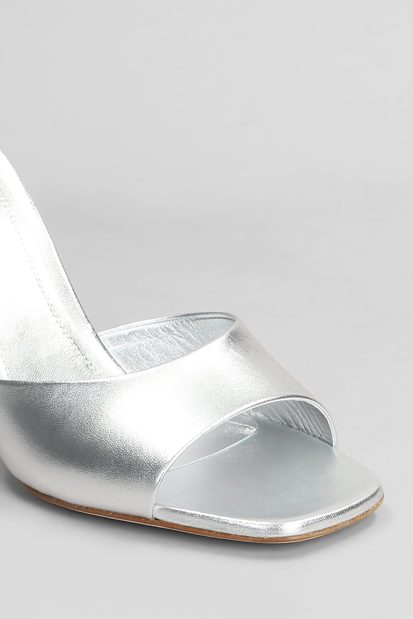3juin Sasha 090 Slipper-mule In Silver Leather In Silver