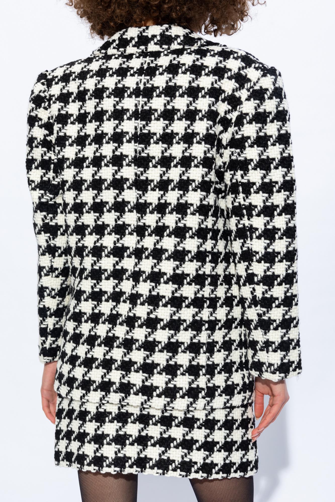 Shop Anine Bing Quinn Tweed Blazer In Black/white