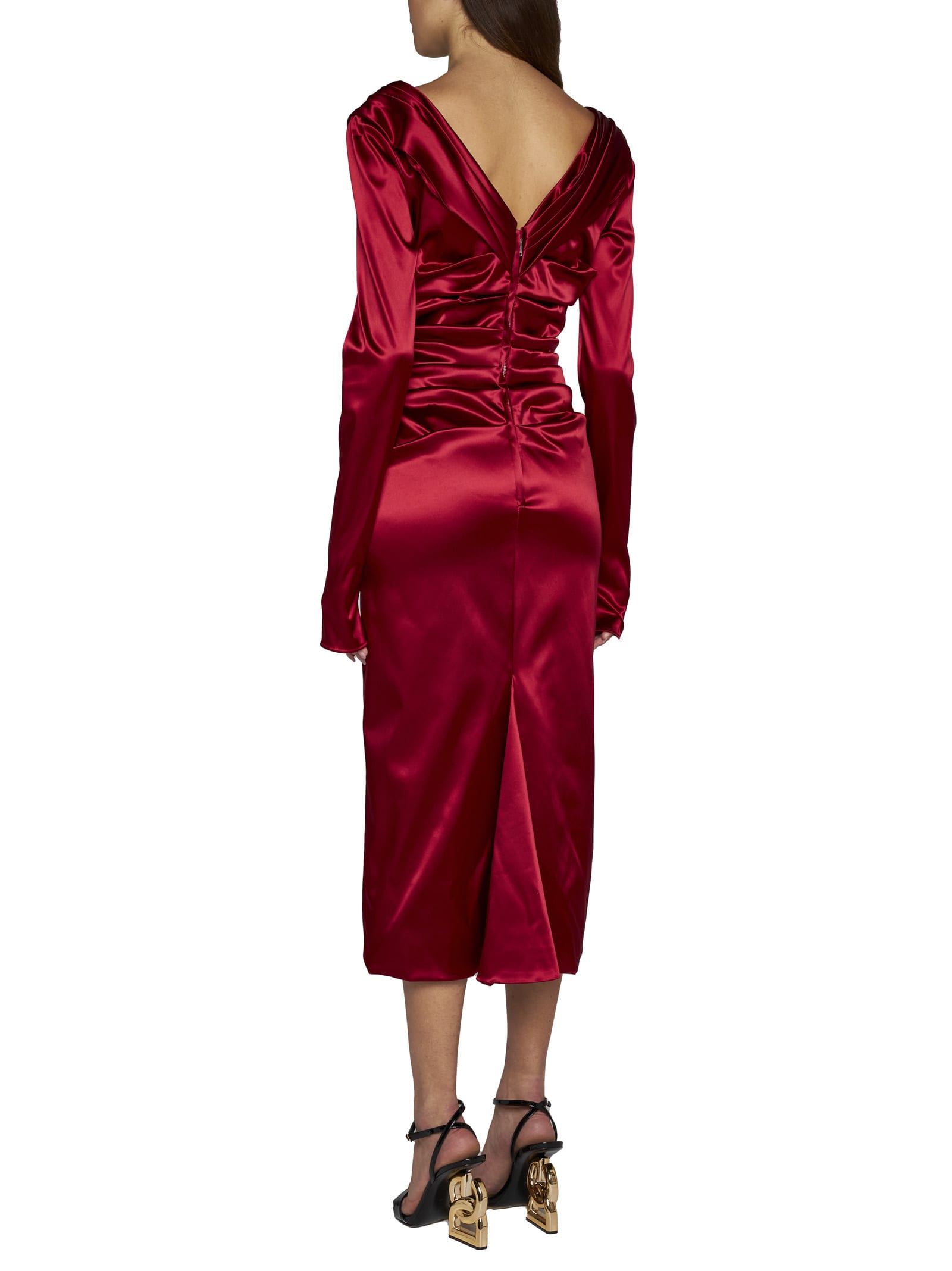 Dolce & Gabbana Woman Midi Dress Red Size 6 Acetate, Polyamide, Elastane In Granata