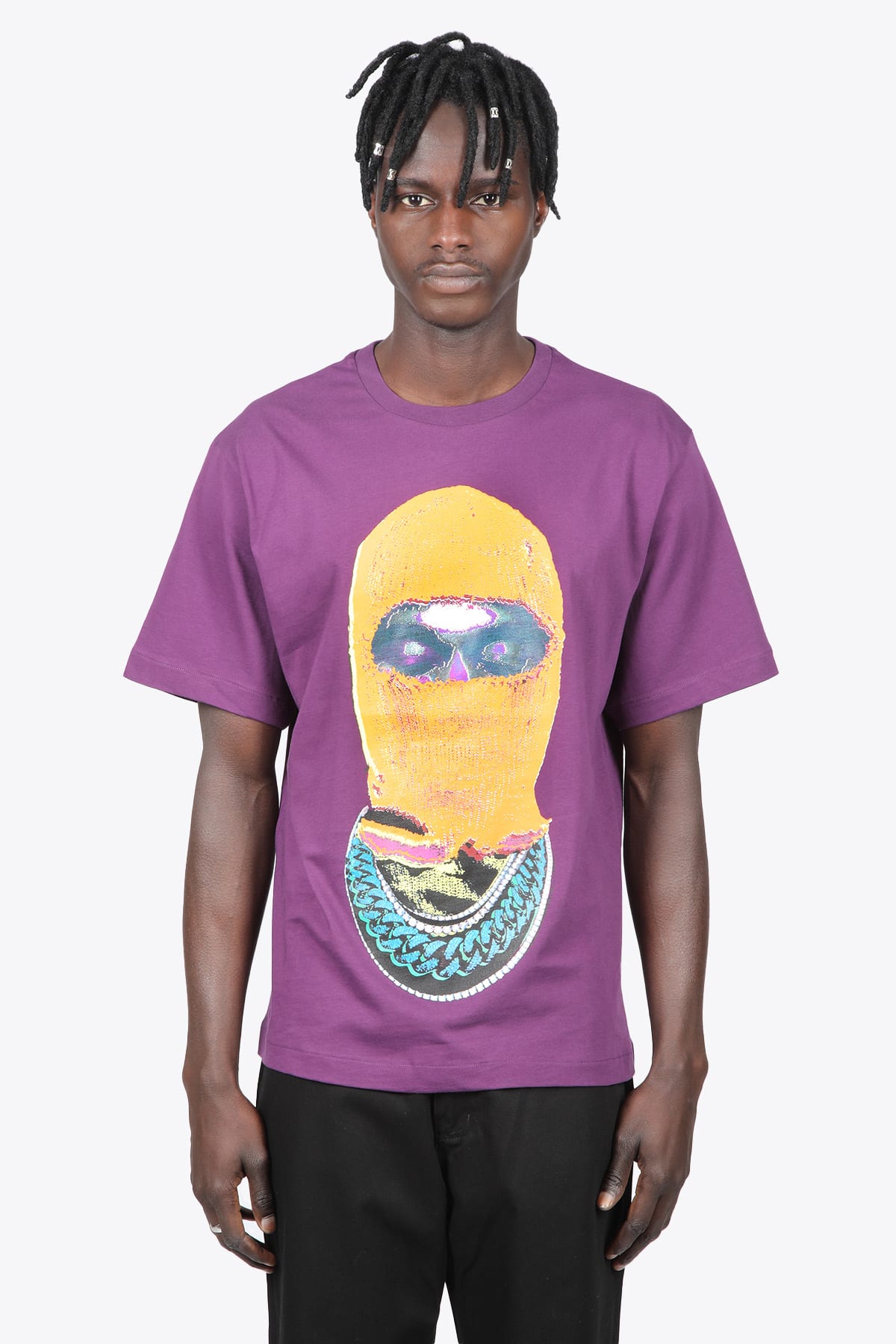 Ih nom uh nit T-shirt Relaxed Fit With Mask21 Orange On Front Purple cotton t-shirt with photographic print