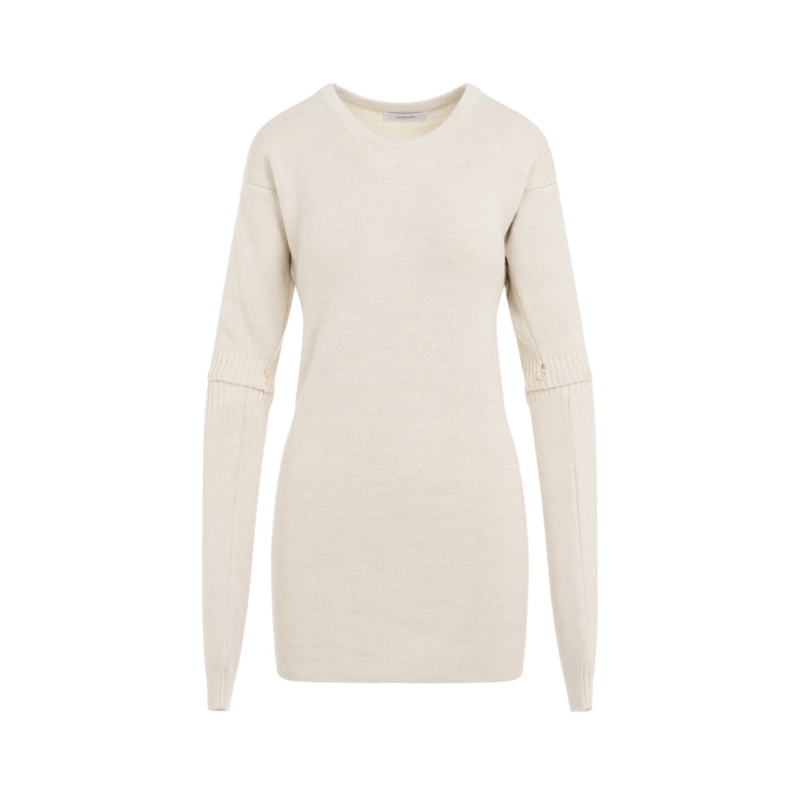 Shop Lemaire Dress With Detachable Sleeves In Light Cream