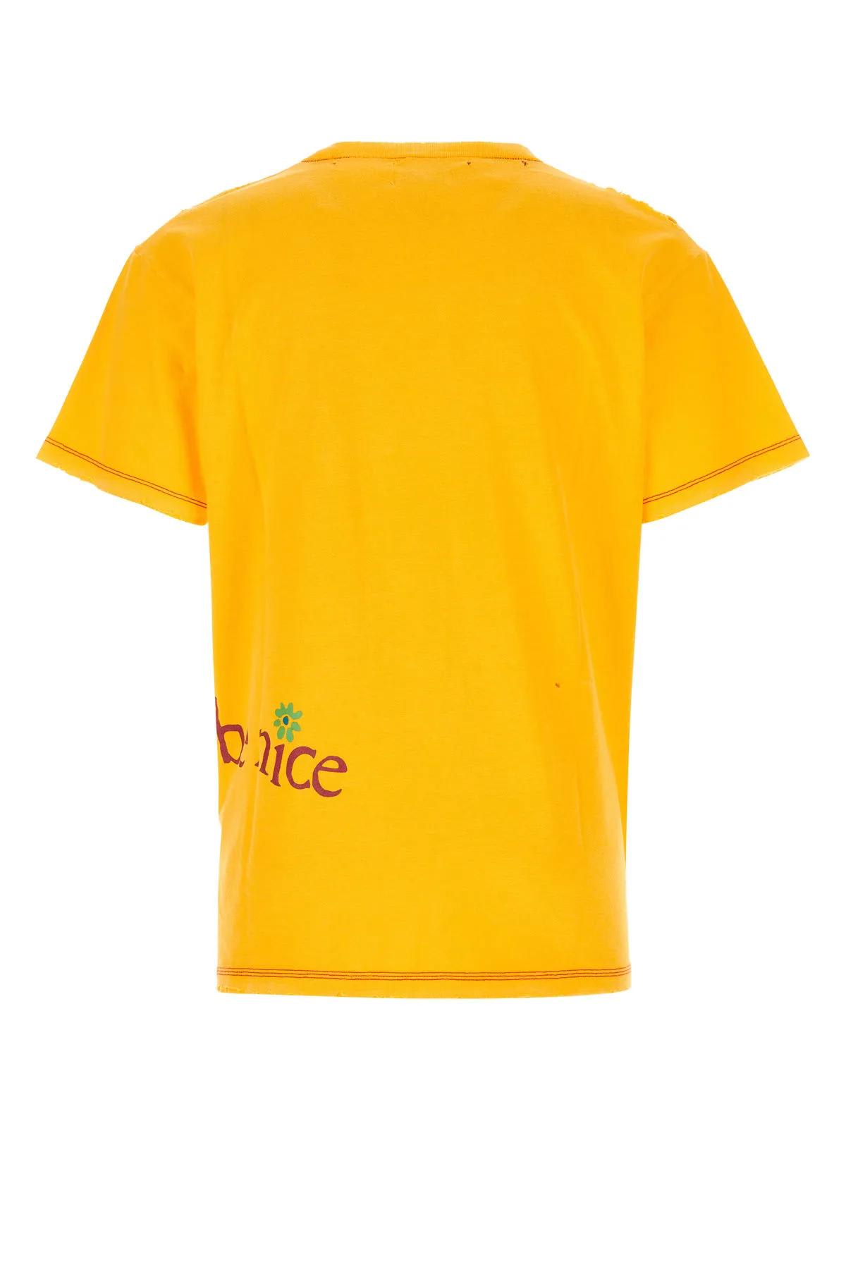 Shop Erl Yellow Cotton Blend T-shirt