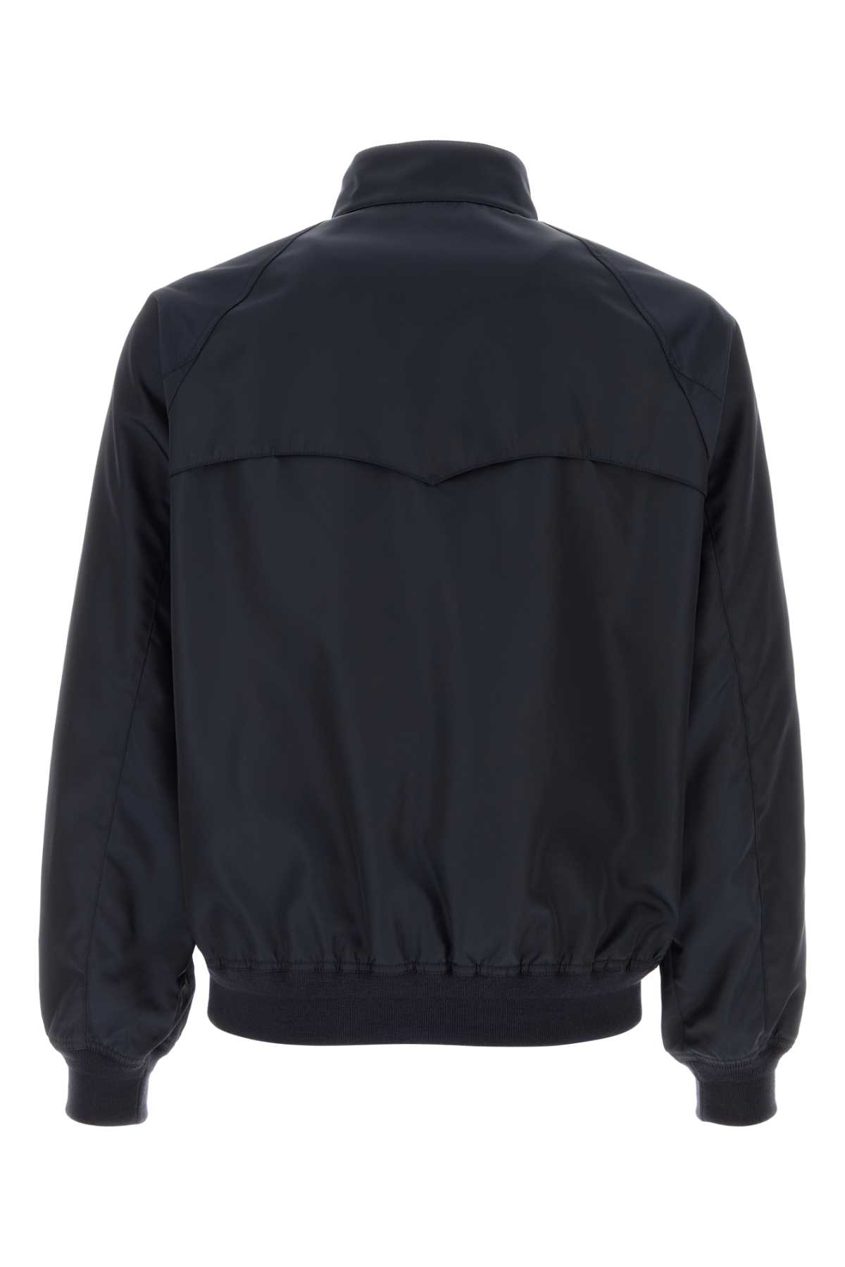 Valentino Nylon Bomber With Leather Patch And Vlogo Detail In Navy