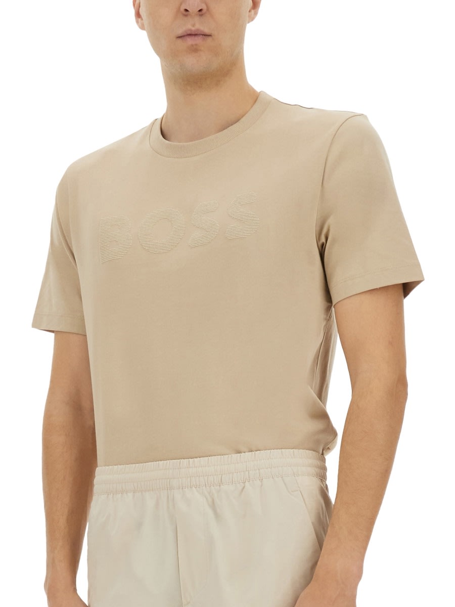 Hugo Boss Boss Cotton Jersey T Shirt In Beige