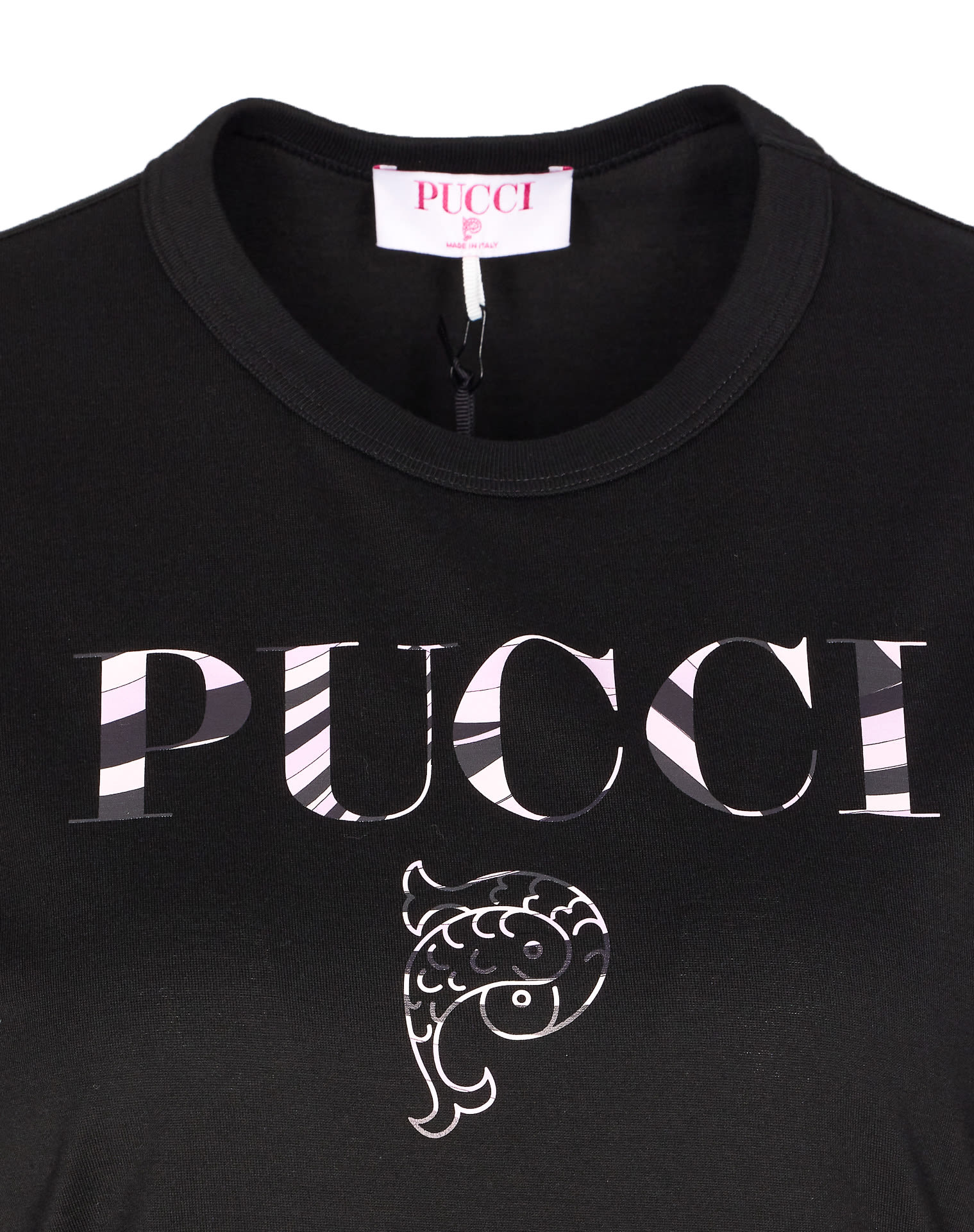 Pucci Crewneck Short Sleeve T-shirt With Regular Fit In Black