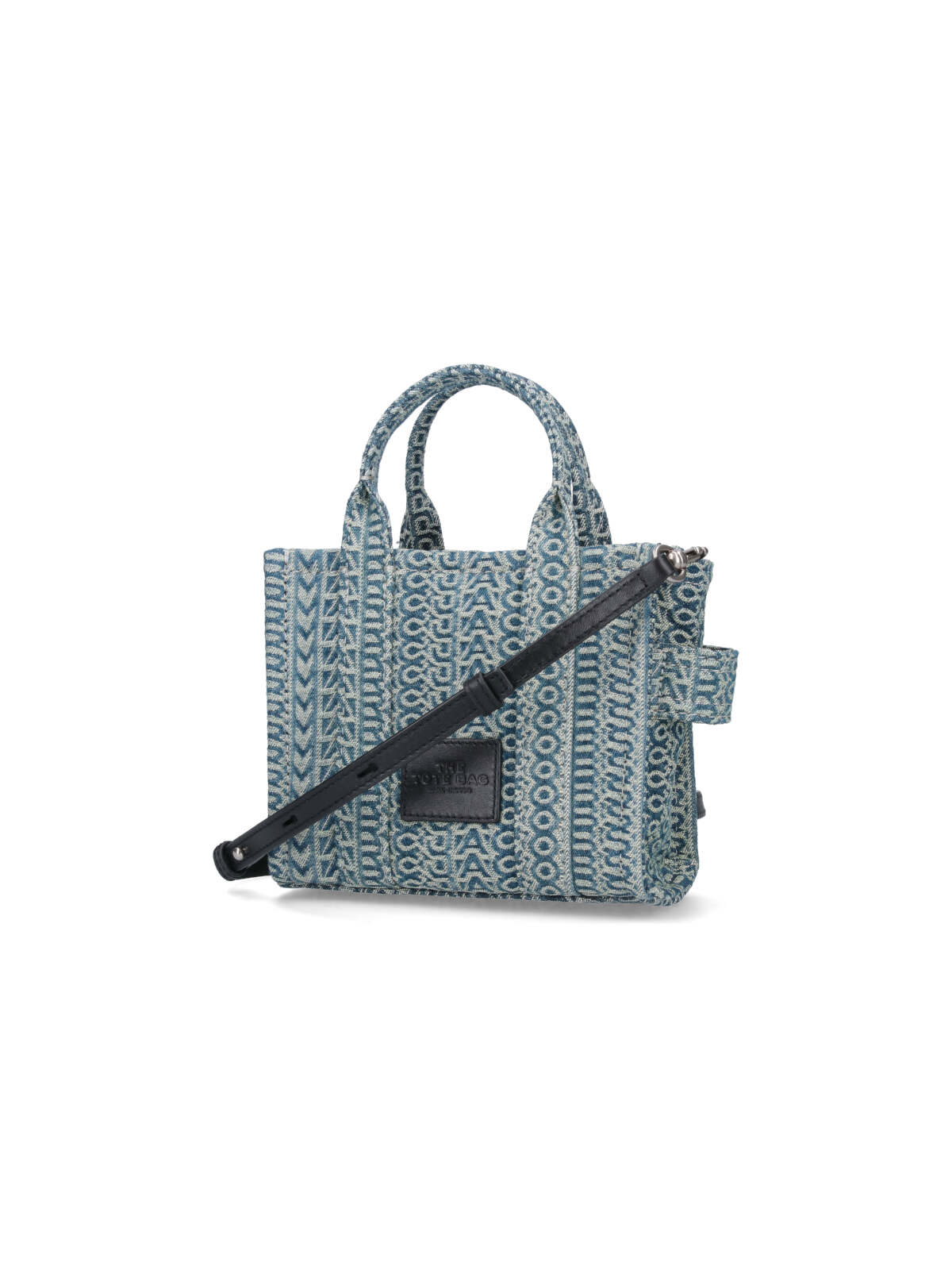 Marc Jacobs The Washed Monogram Denim Small Tote Bag In Light Blue