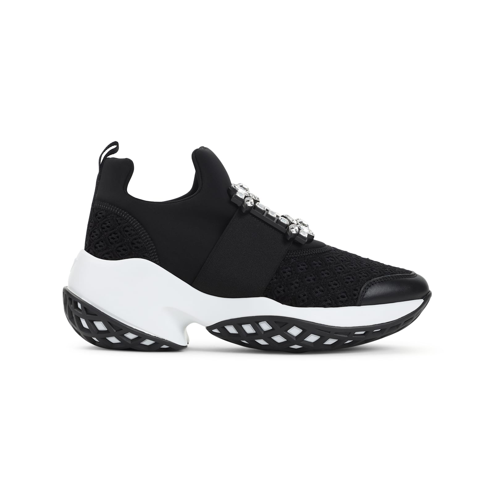 Roger Vivier Crystal-embellished Black Slip-on Sneakers In Black