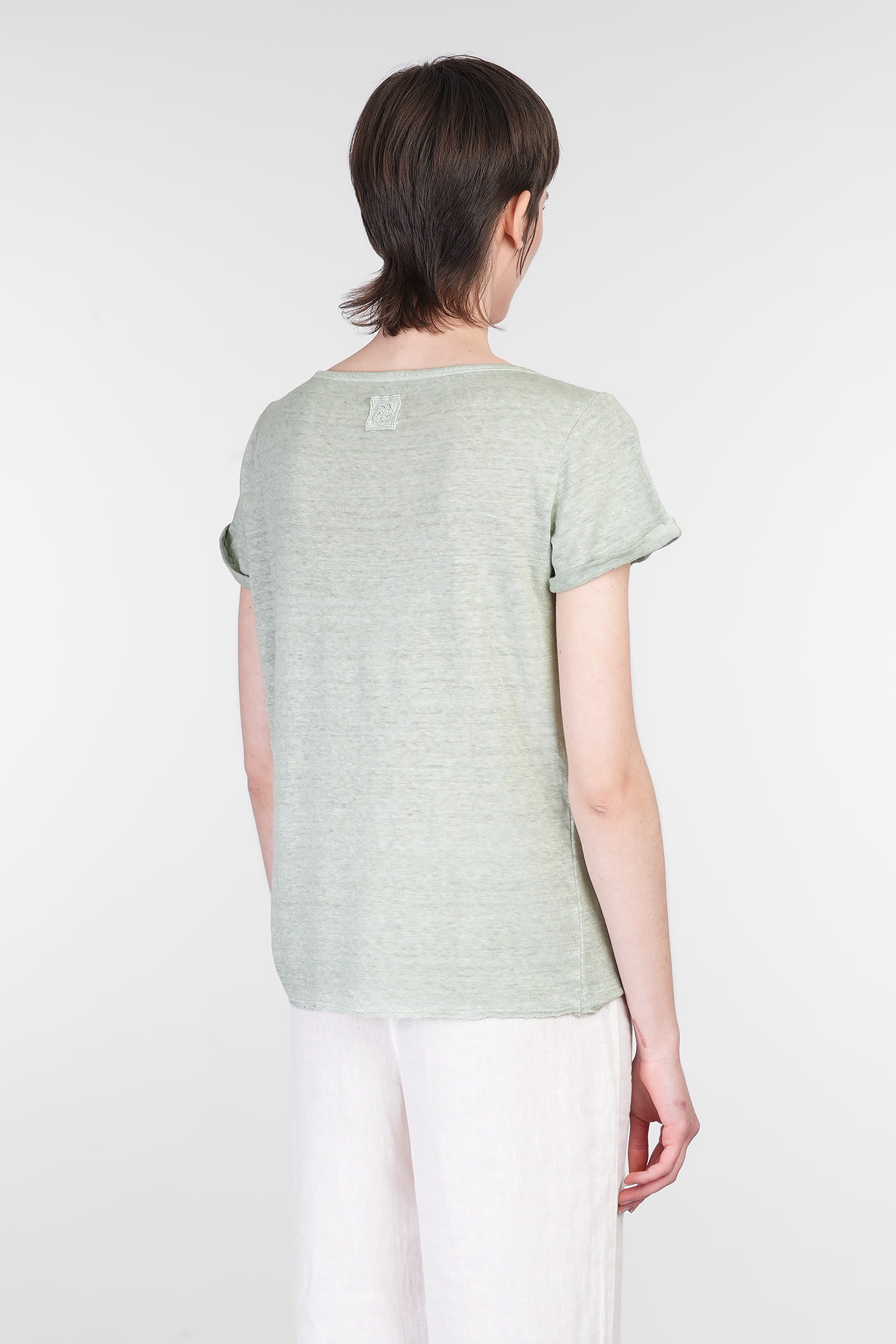 120% Lino T-shirt In Green Linen