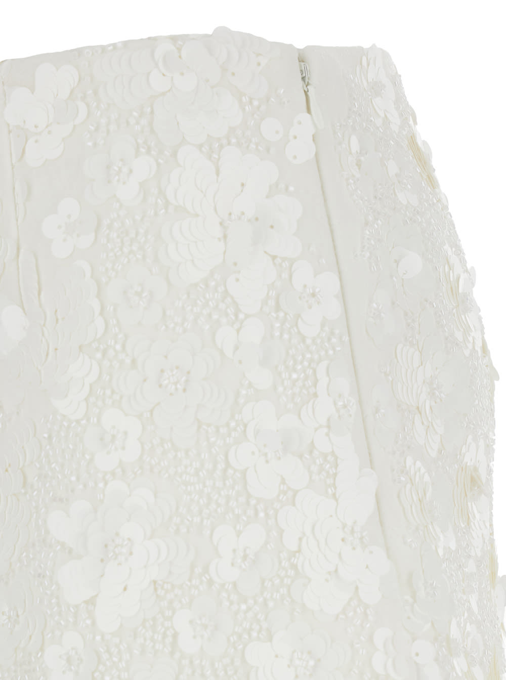 Michael Michael Kors White Miniskirt With All-over Floral Embroidery In Tech Fabric Stretch Woman In White