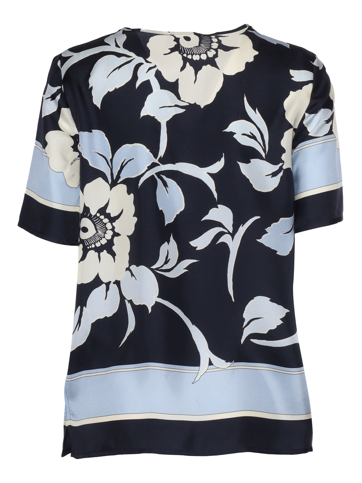 Shop P.a.r.o.s.h Short Sleeve Floral Blouse In Multicolor