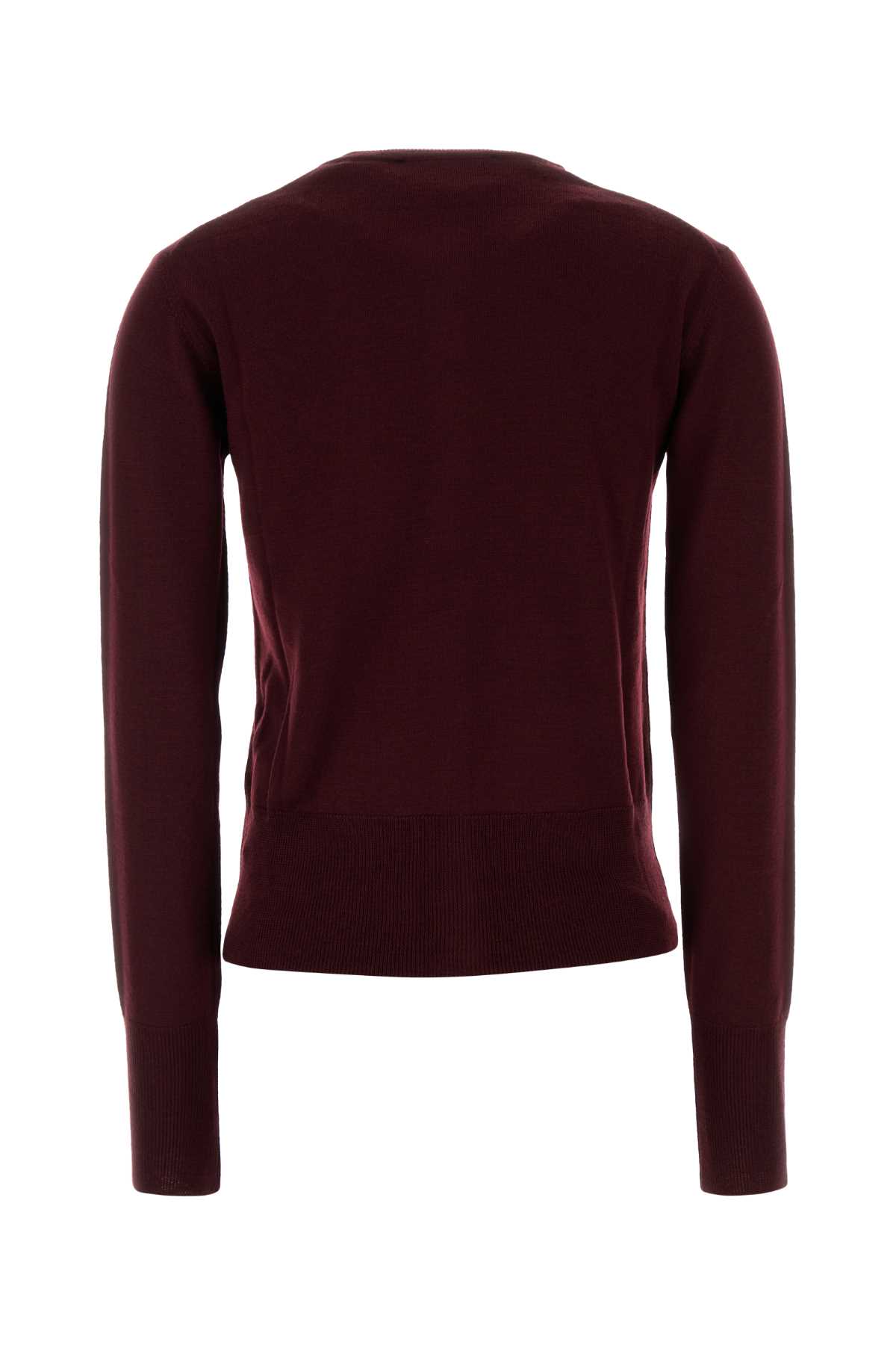 Vivienne Westwood Wool Cardigan With Long Sleeves And Crew Neck In Burgundy