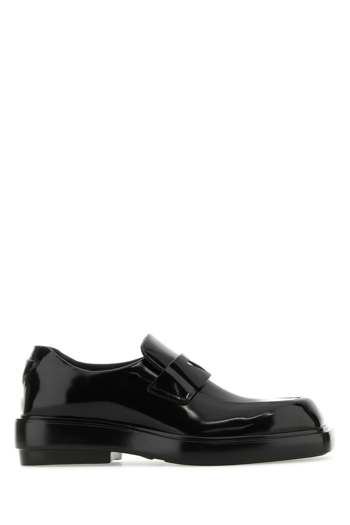 Shop Prada Black Leather Loafers