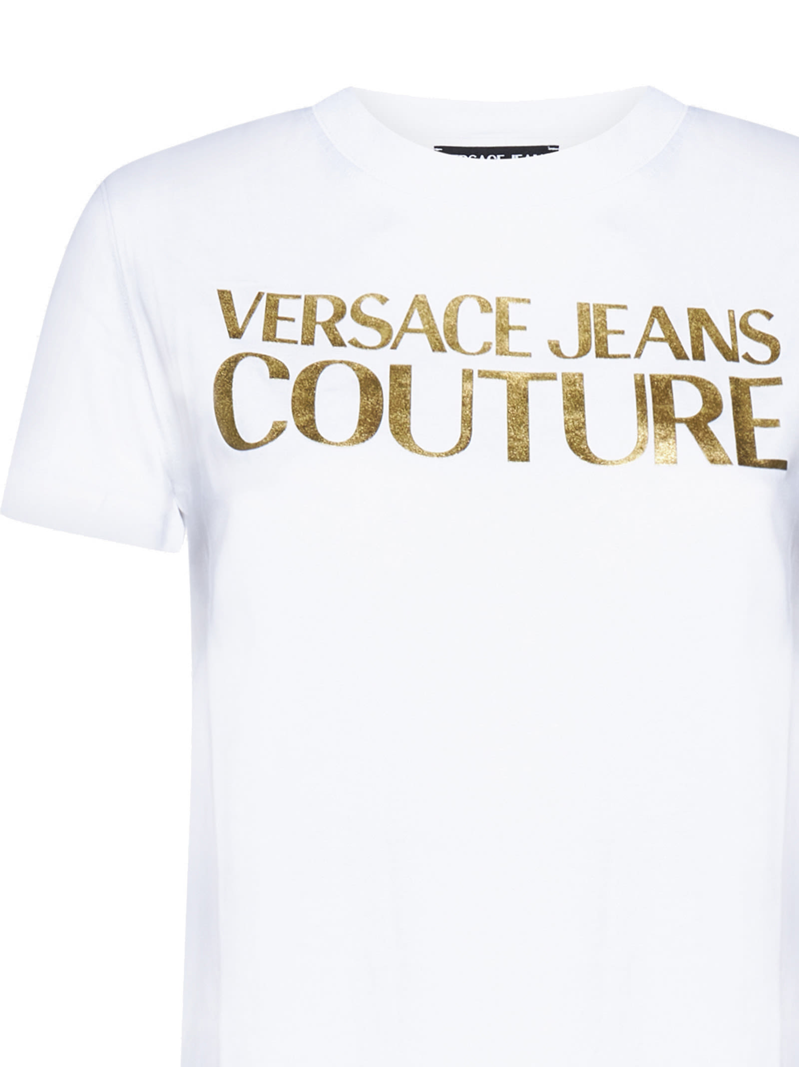 Versace Jeans Couture White Printed T-shirt In White Gold