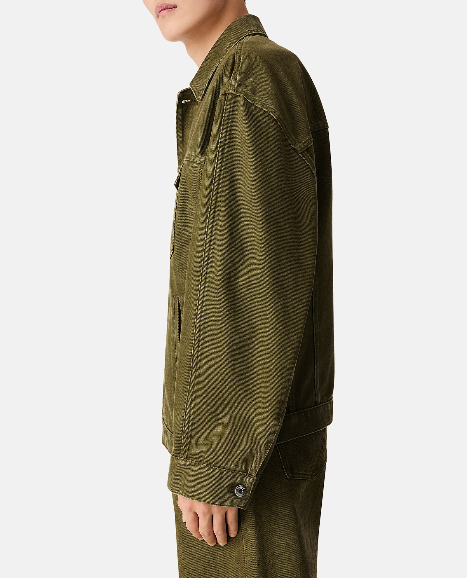 Bottega Veneta Denim Jacket With Collared Design And Pockets In Green