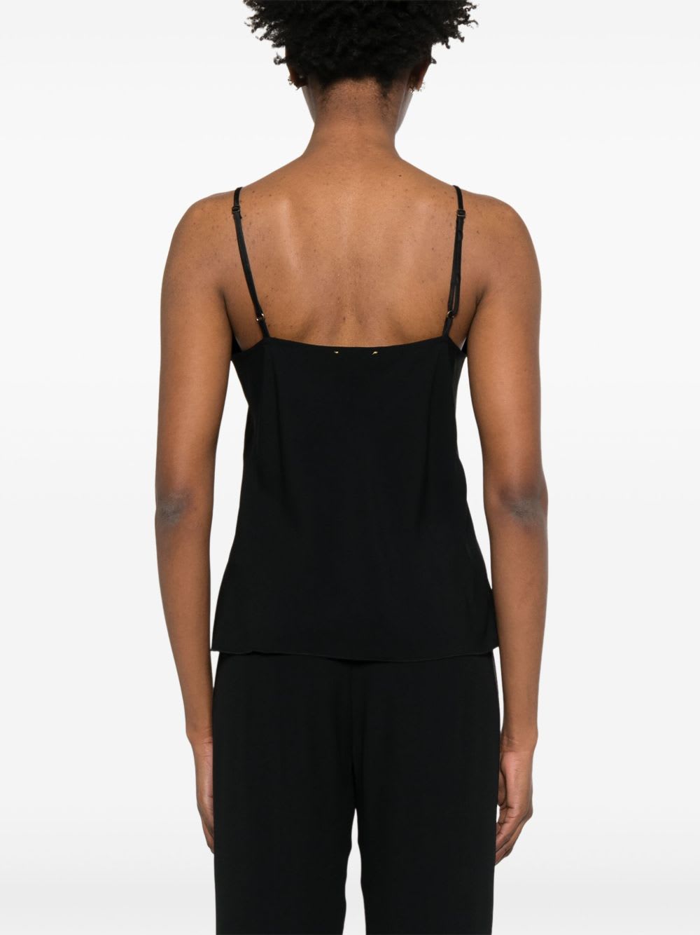 Forte Forte Satin V-neck Sleeveless Top And Straps In Black
