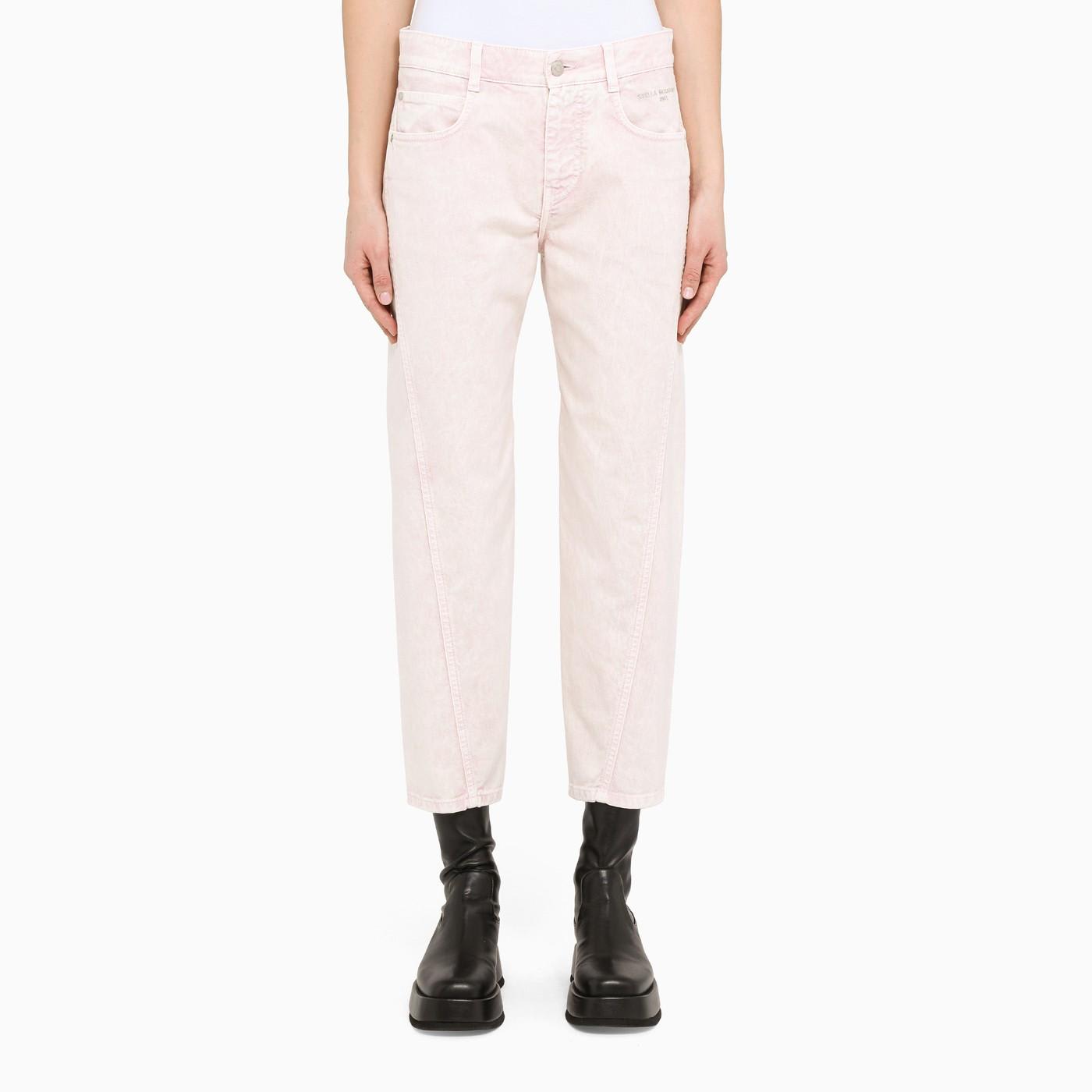 Pale Pink Crop Stretch Jeans