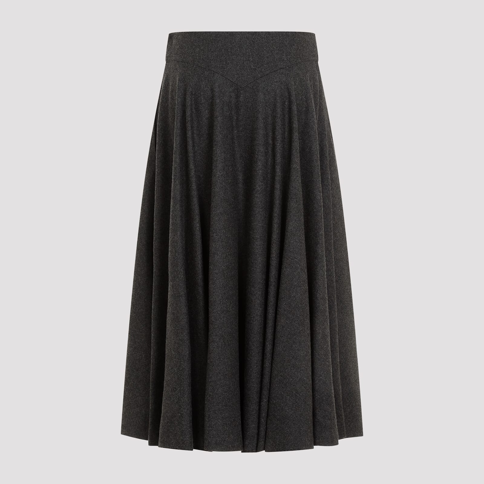 Shop Ralph Lauren Jannine Midi Wool Skirt In Medium Grey